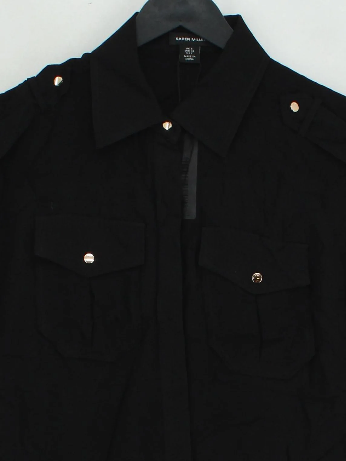 Karen Millen Women's Shirt UK 6 Black 100% Viscose Short Sleeve Collared Basic - Image 3