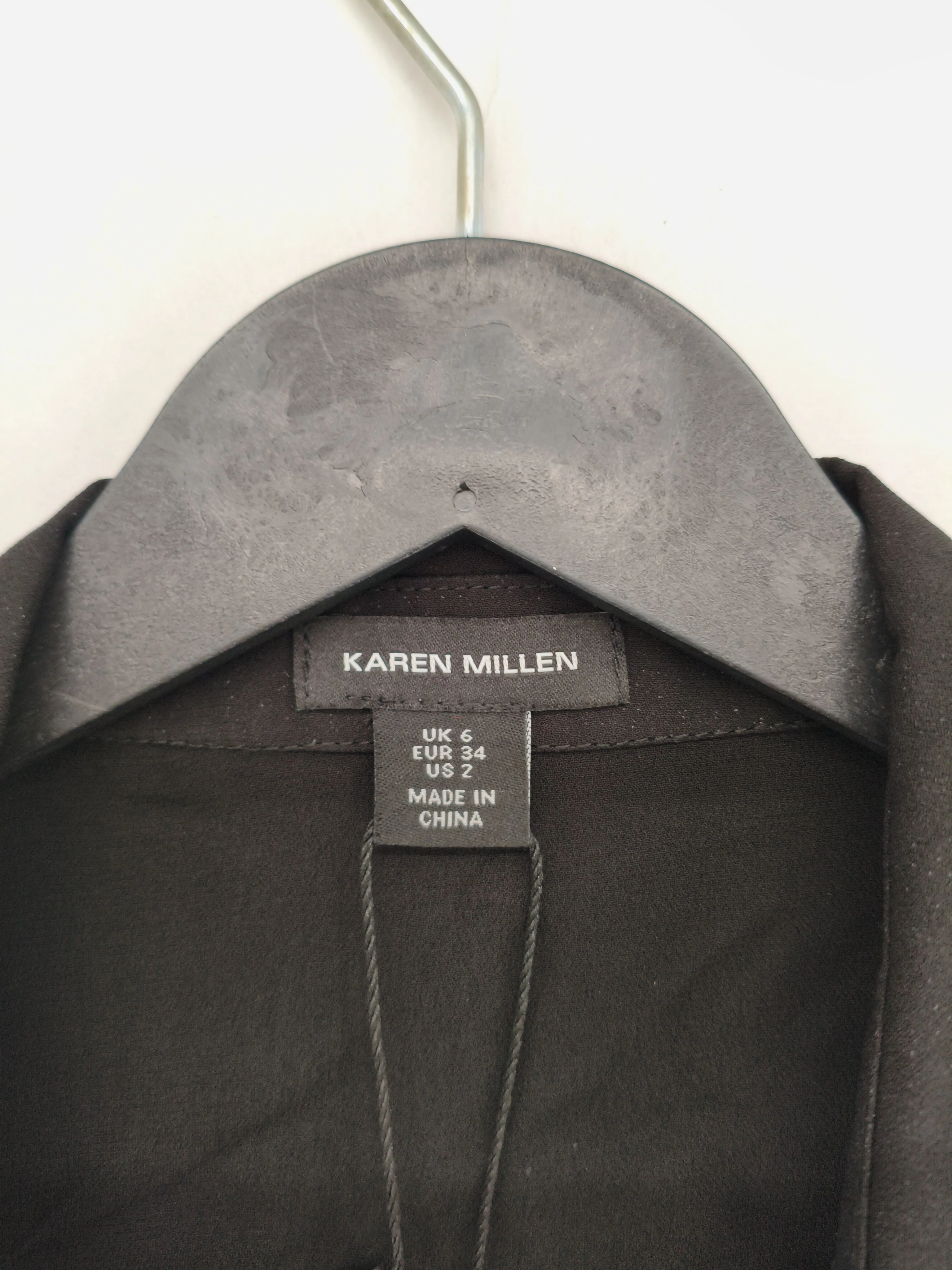 Karen Millen Women's Shirt UK 6 Black 100% Viscose Short Sleeve Collared Basic - Image 7