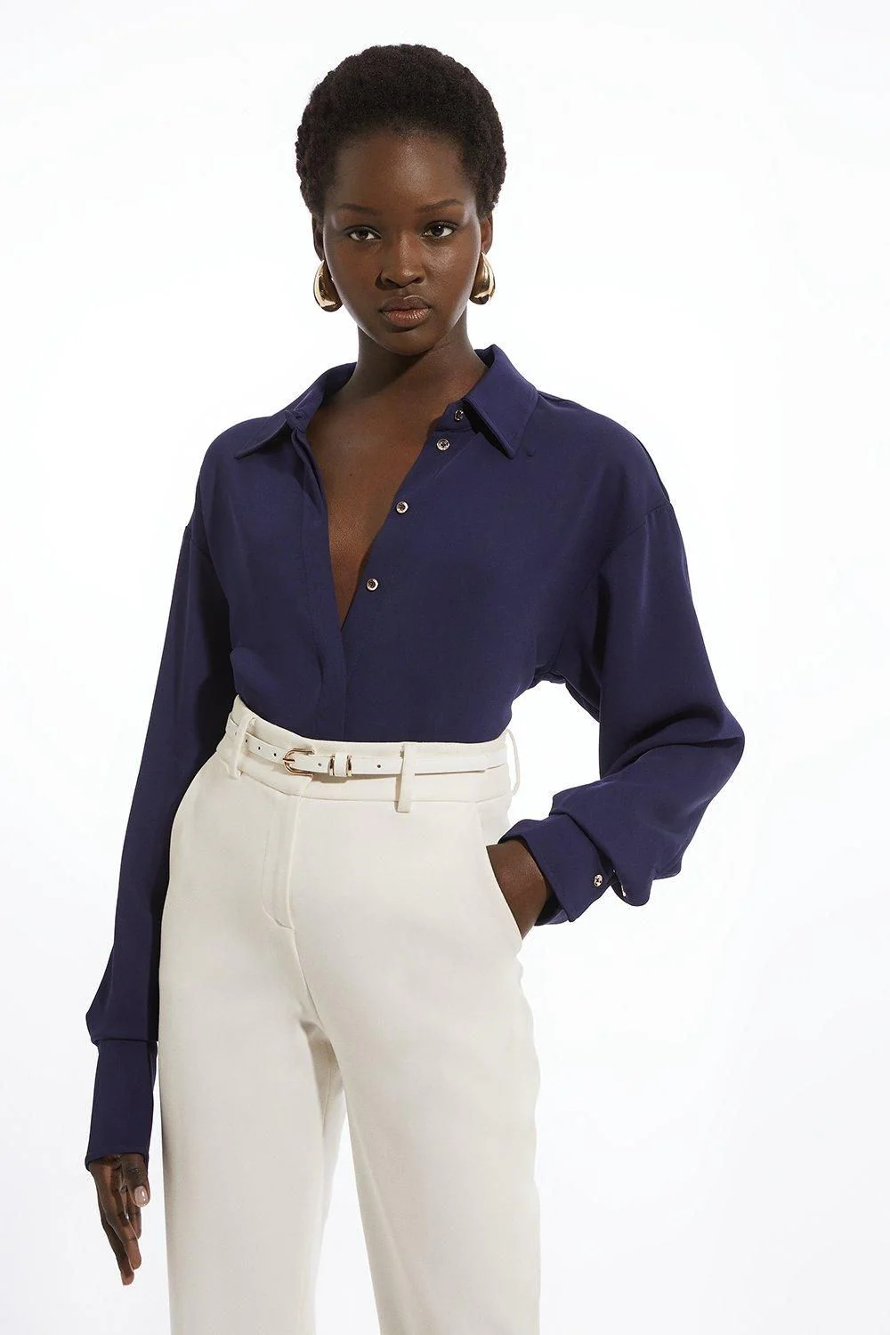Karen Millen Women's Shirt UK 8 Blue Viscose New with tags