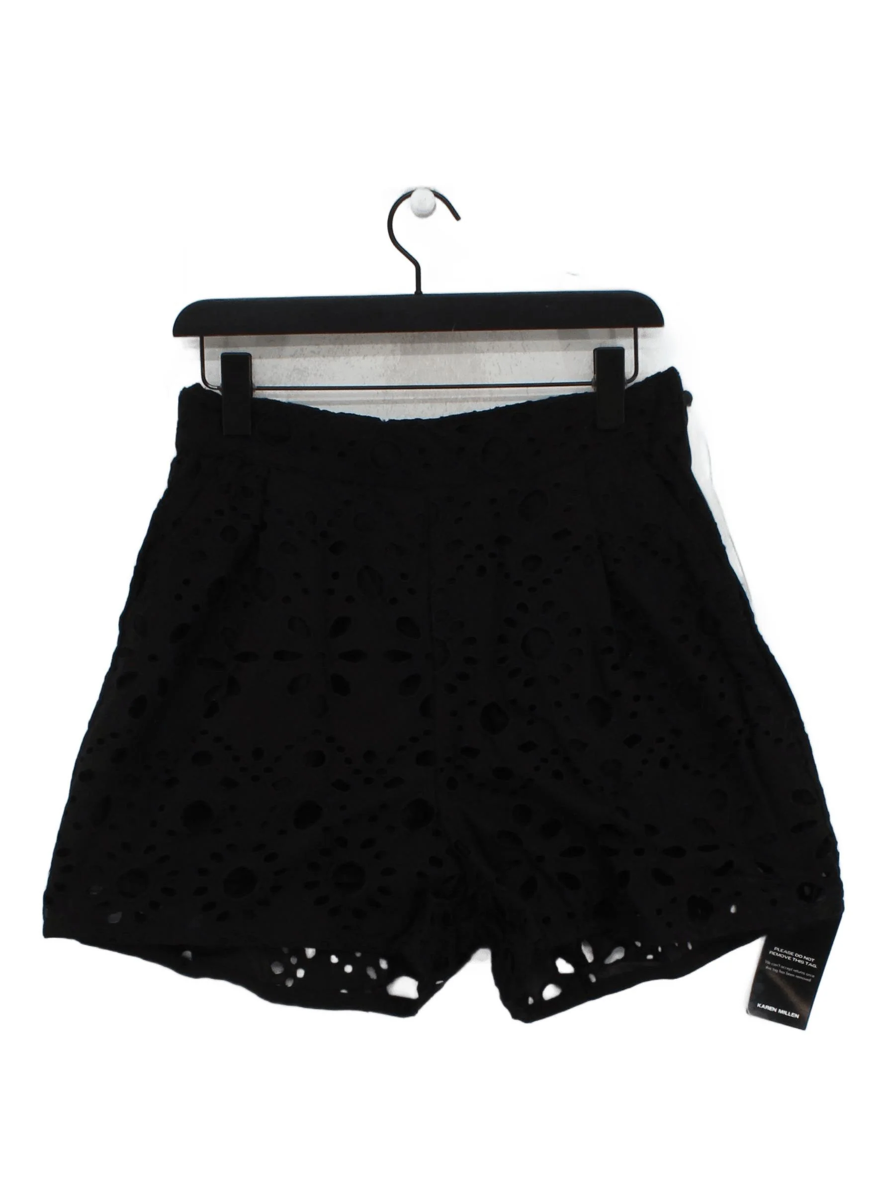 Karen Millen Women's Shorts UK 12 Black 100% Cotton Cut-Off