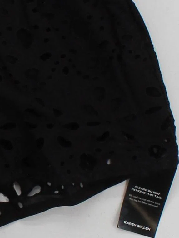 Karen Millen Women's Shorts UK 12 Black 100% Cotton Cut-Off - Image 4