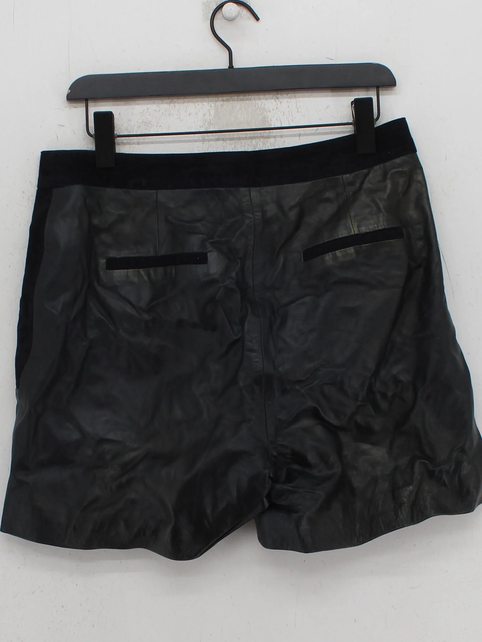 Karen Millen Women's Shorts UK 12 Blue 100% Leather Mom - Image 2