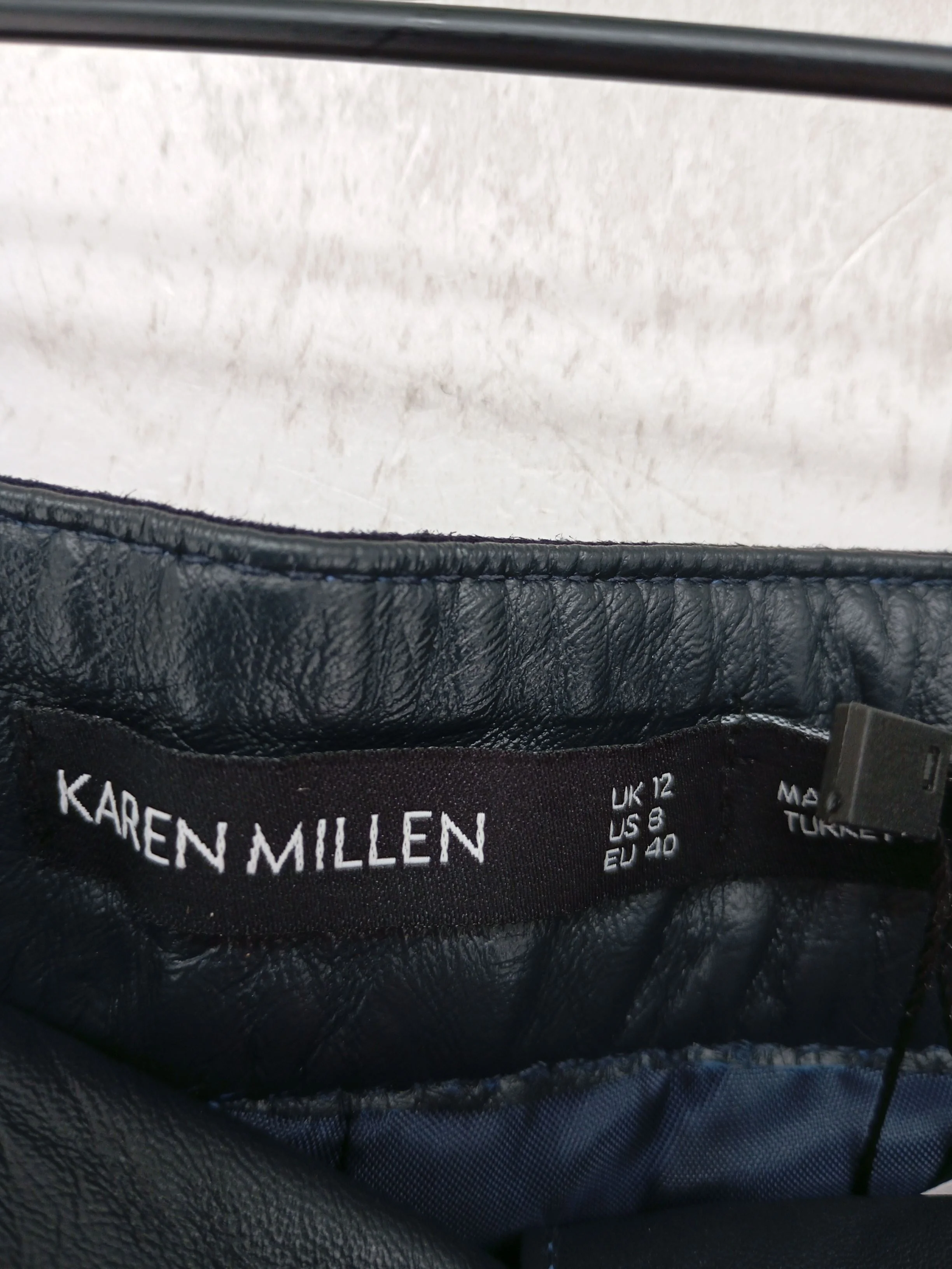 Karen Millen Women's Shorts UK 12 Blue 100% Leather Mom - Image 6
