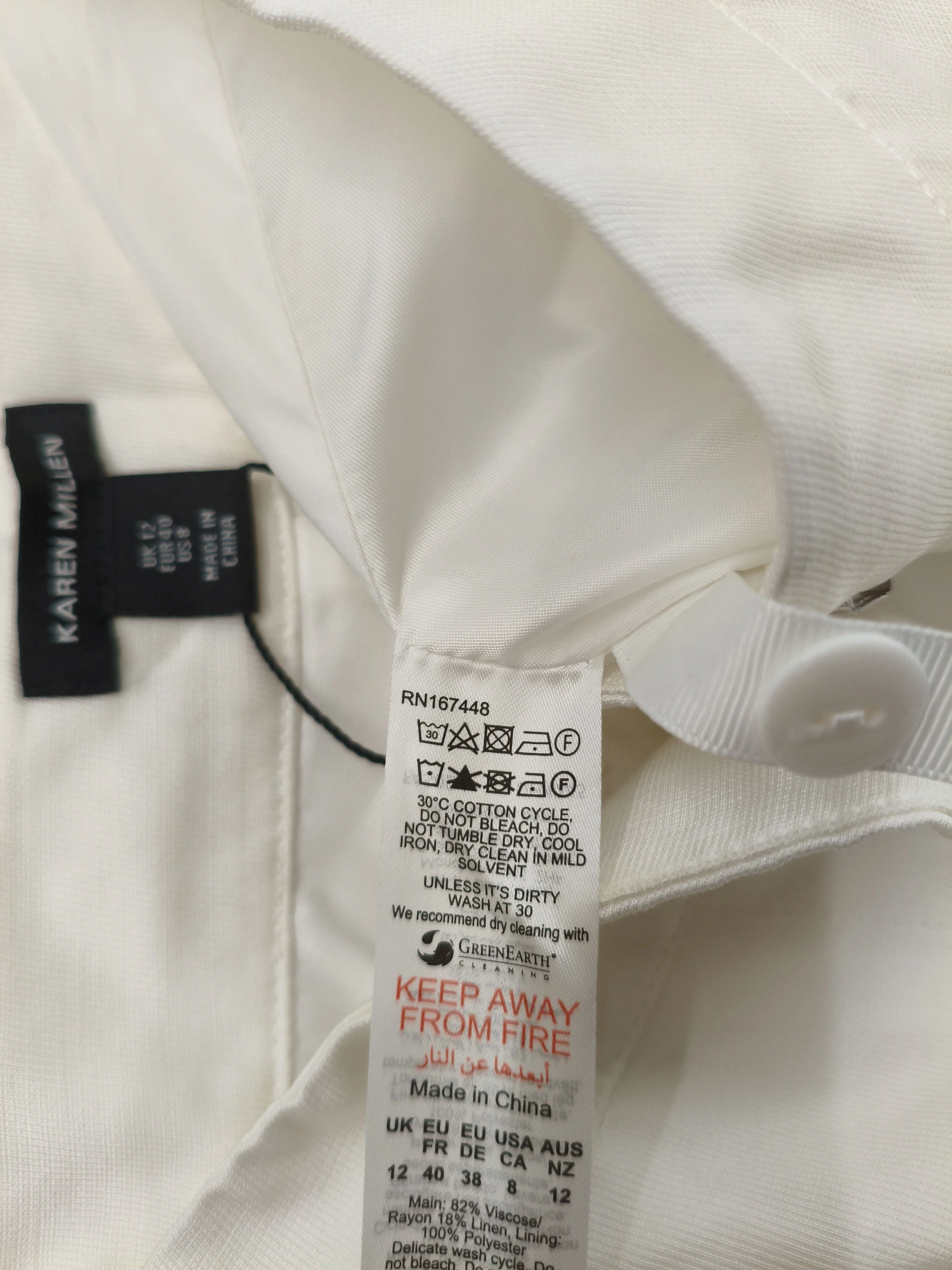 Karen Millen Women's Shorts UK 12 White Viscose with Linen, Polyester Cargo - Image 7