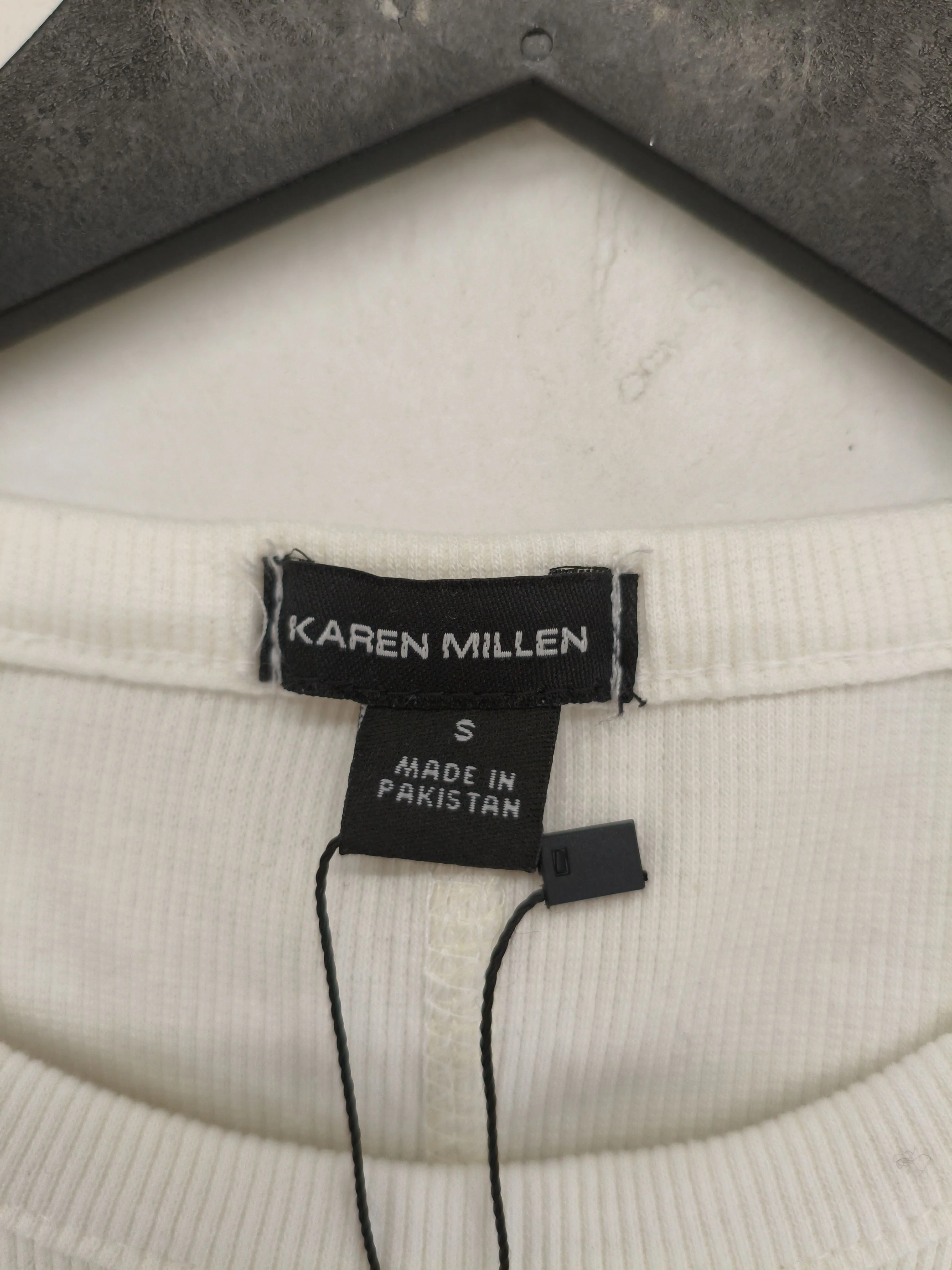 Karen Millen Women's T-Shirt S White Polyester with Cotton, Elastane Basic - Image 6
