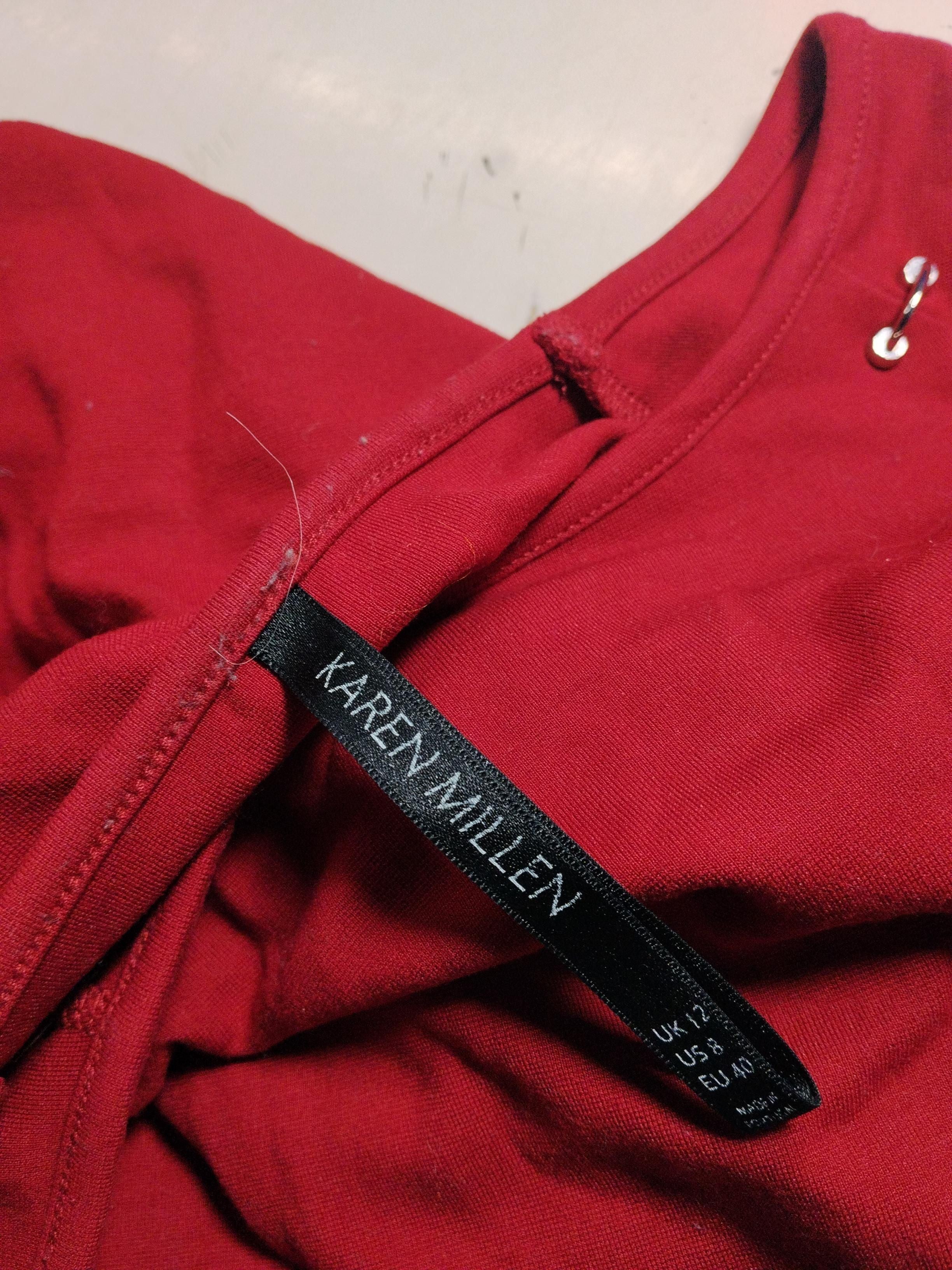 Karen Millen Women's T-Shirt UK 12 Red Viscose with Polyamide, Elastane Basic - Image 6