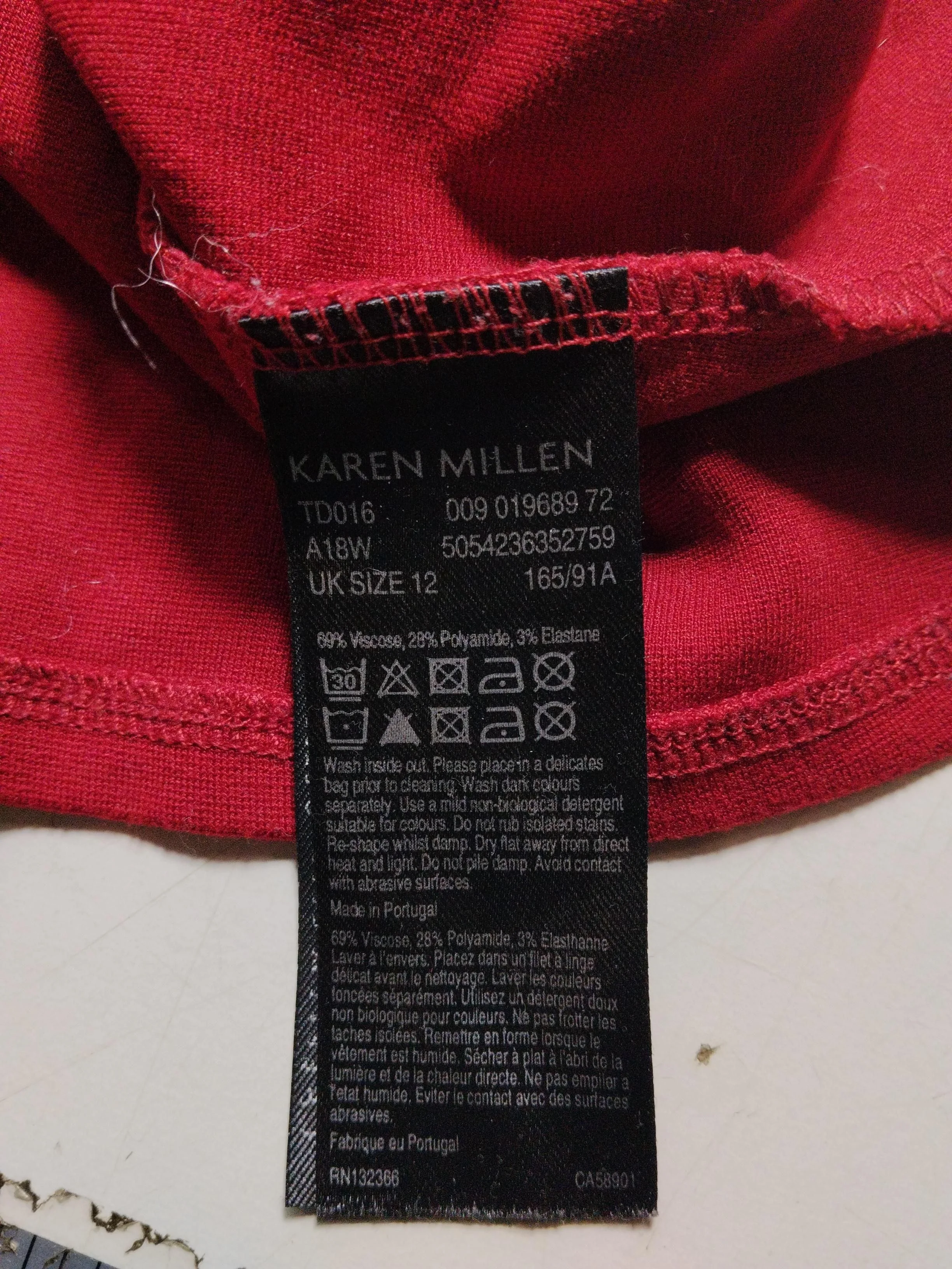 Karen Millen Women's T-Shirt UK 12 Red Viscose with Polyamide, Elastane Basic - Image 7