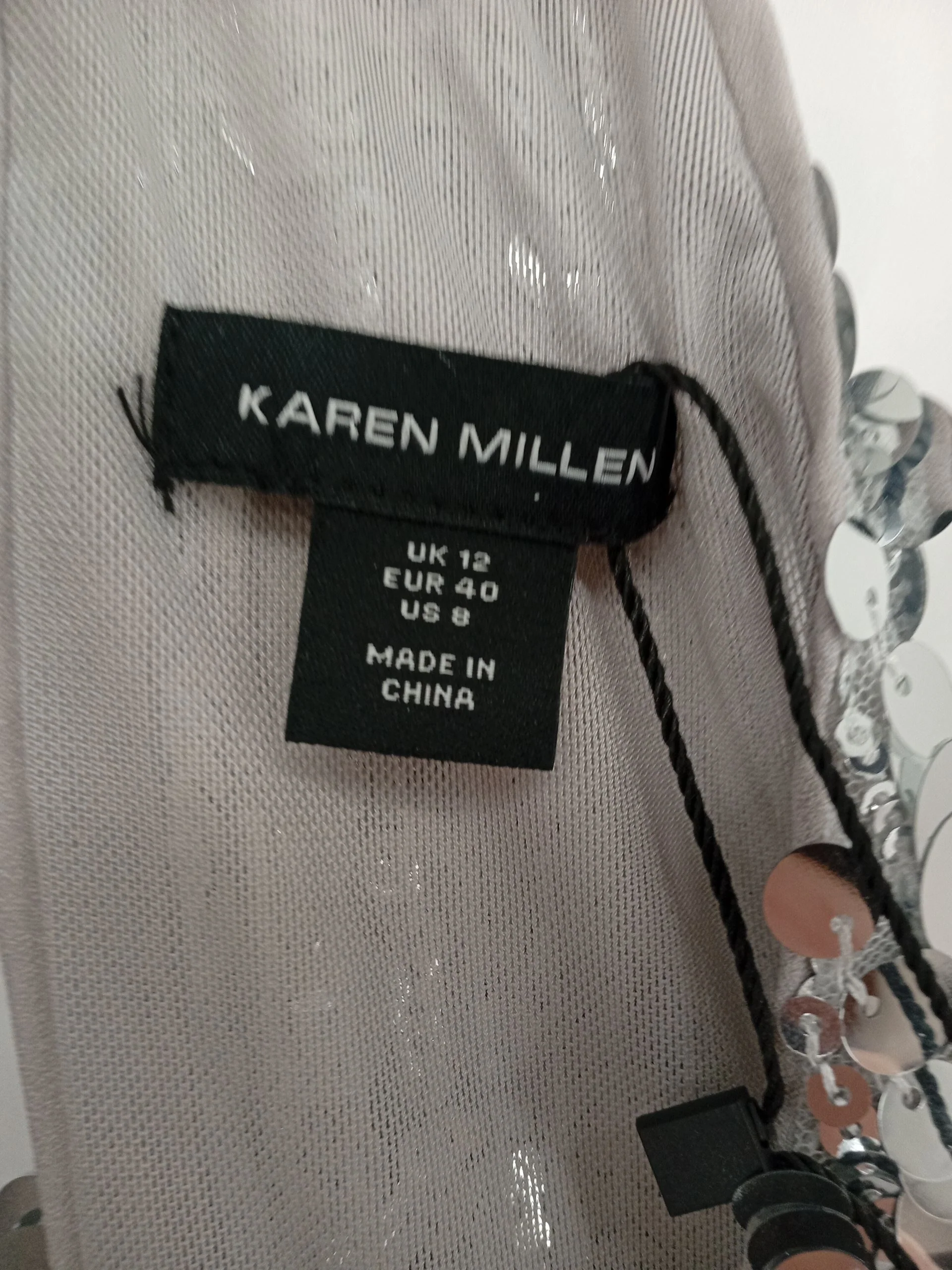 Karen Millen Women's T-Shirt UK 12 Silver 100% Polyester Basic - Image 6