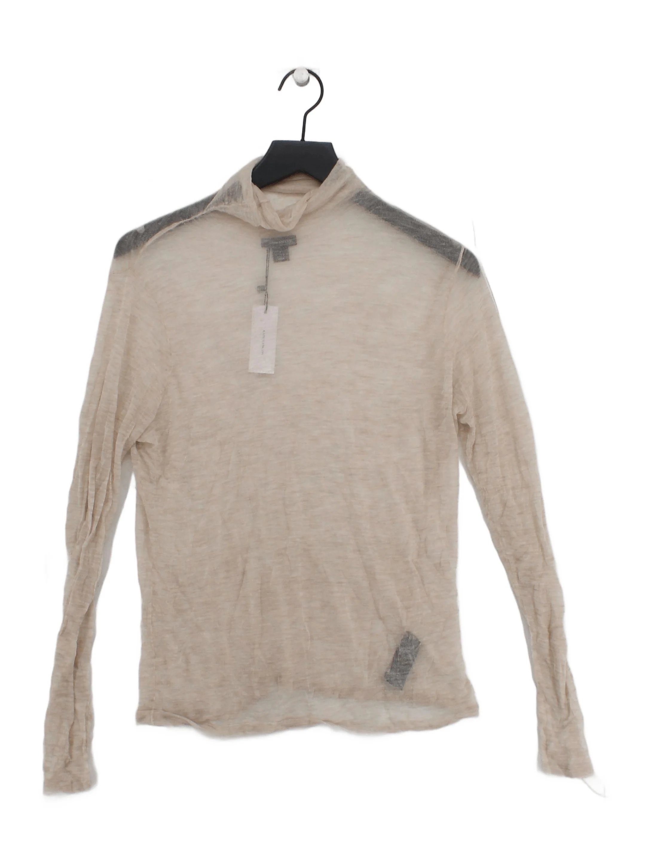 Karen Millen Women's Top L Cream 100% Wool Long Sleeve High Neck Basic