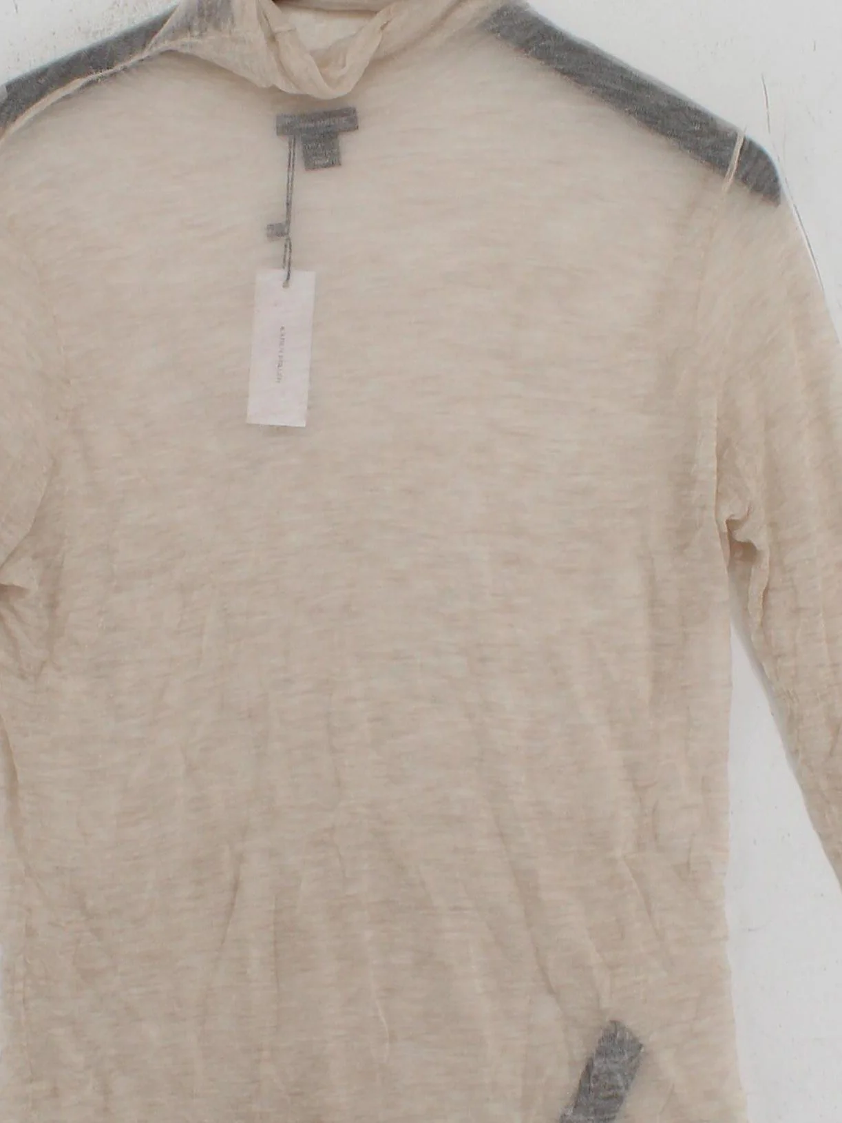 Karen Millen Women's Top L Cream 100% Wool Long Sleeve High Neck Basic - Image 3