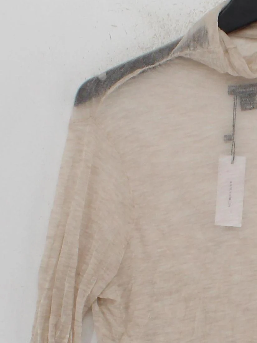Karen Millen Women's Top L Cream 100% Wool Long Sleeve High Neck Basic - Image 4