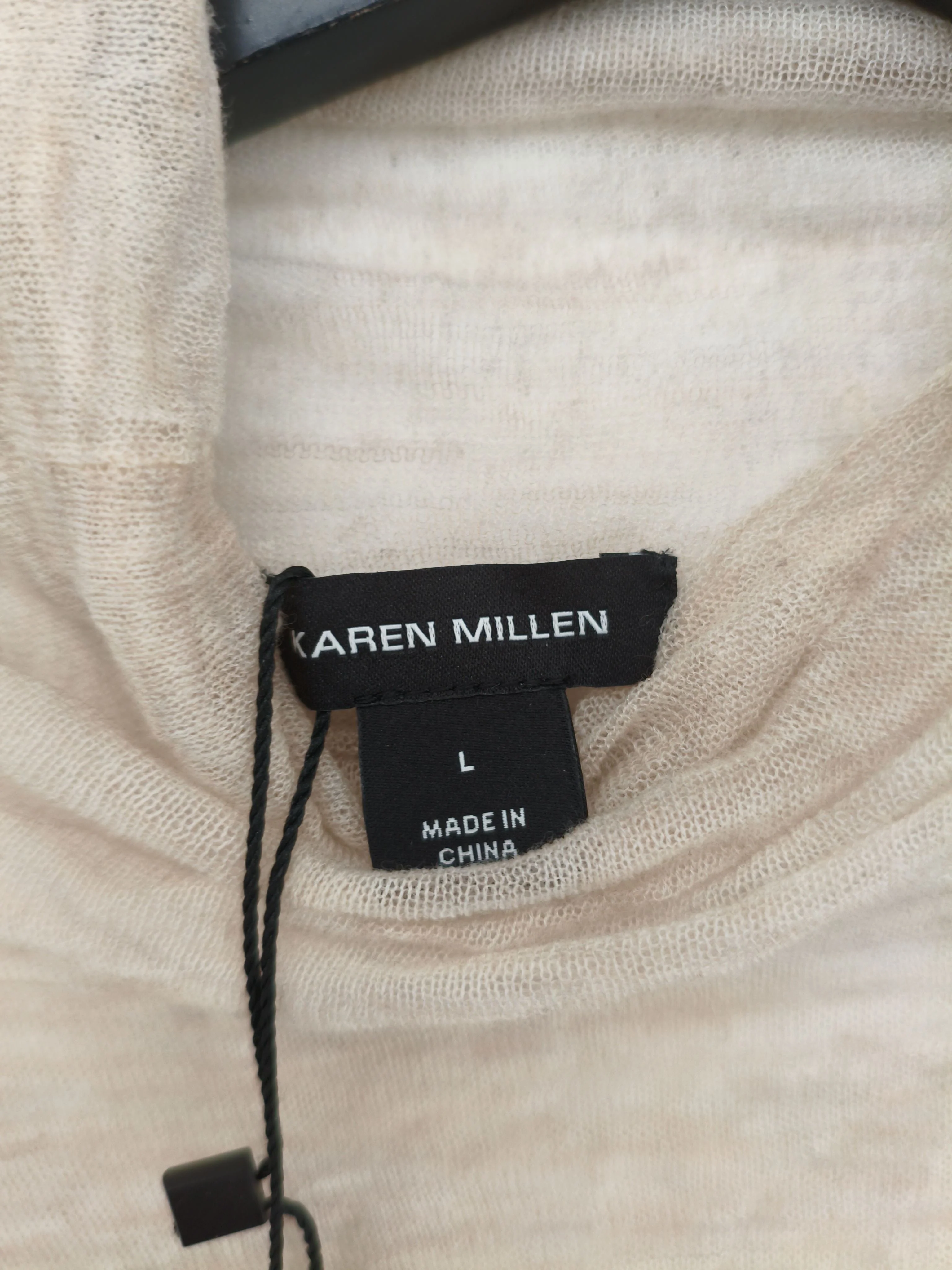 Karen Millen Women's Top L Cream 100% Wool Long Sleeve High Neck Basic - Image 6