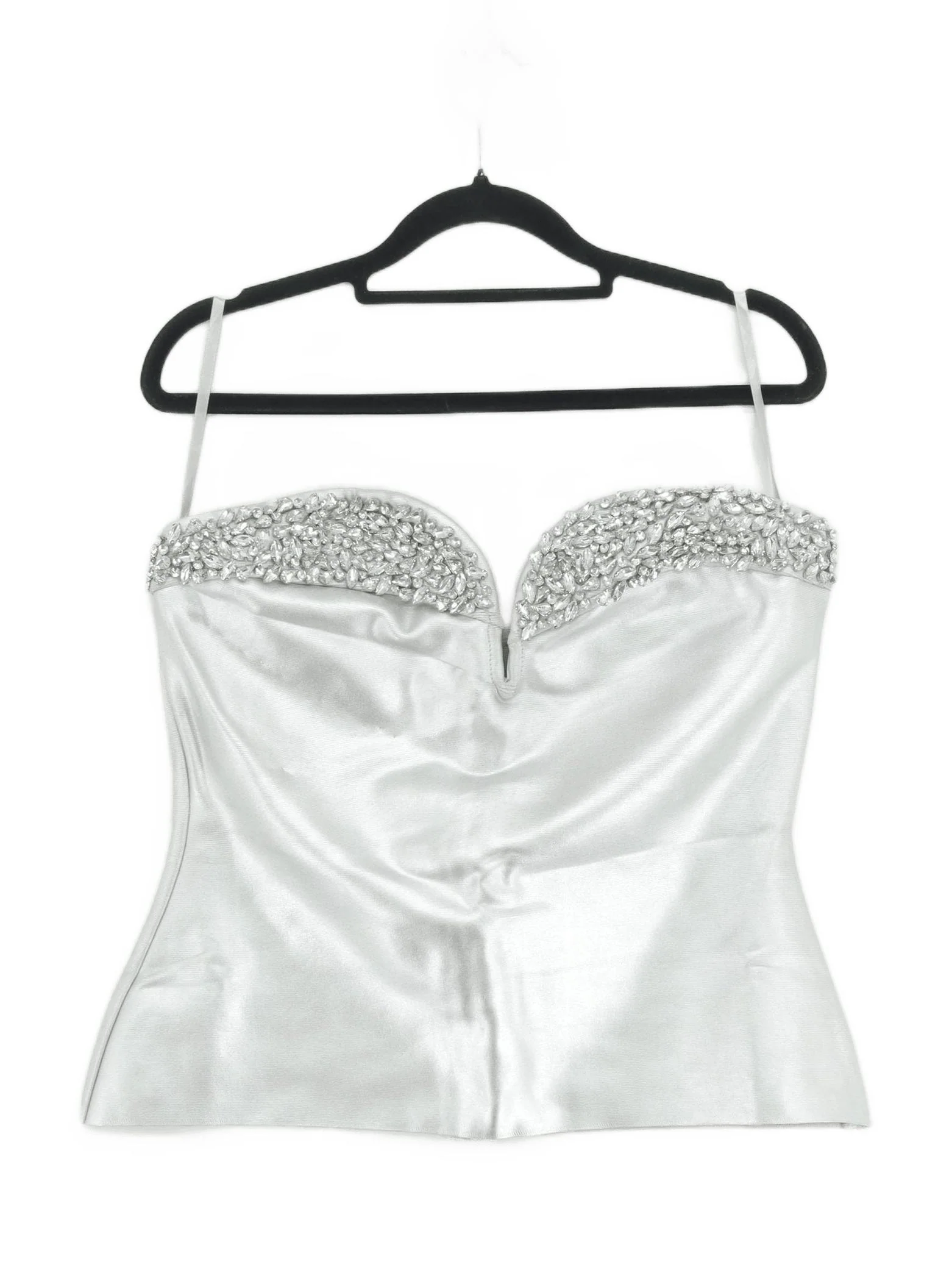 Karen Millen Women's Top M Silver Polyester with Elastane, Spandex, Other Basic