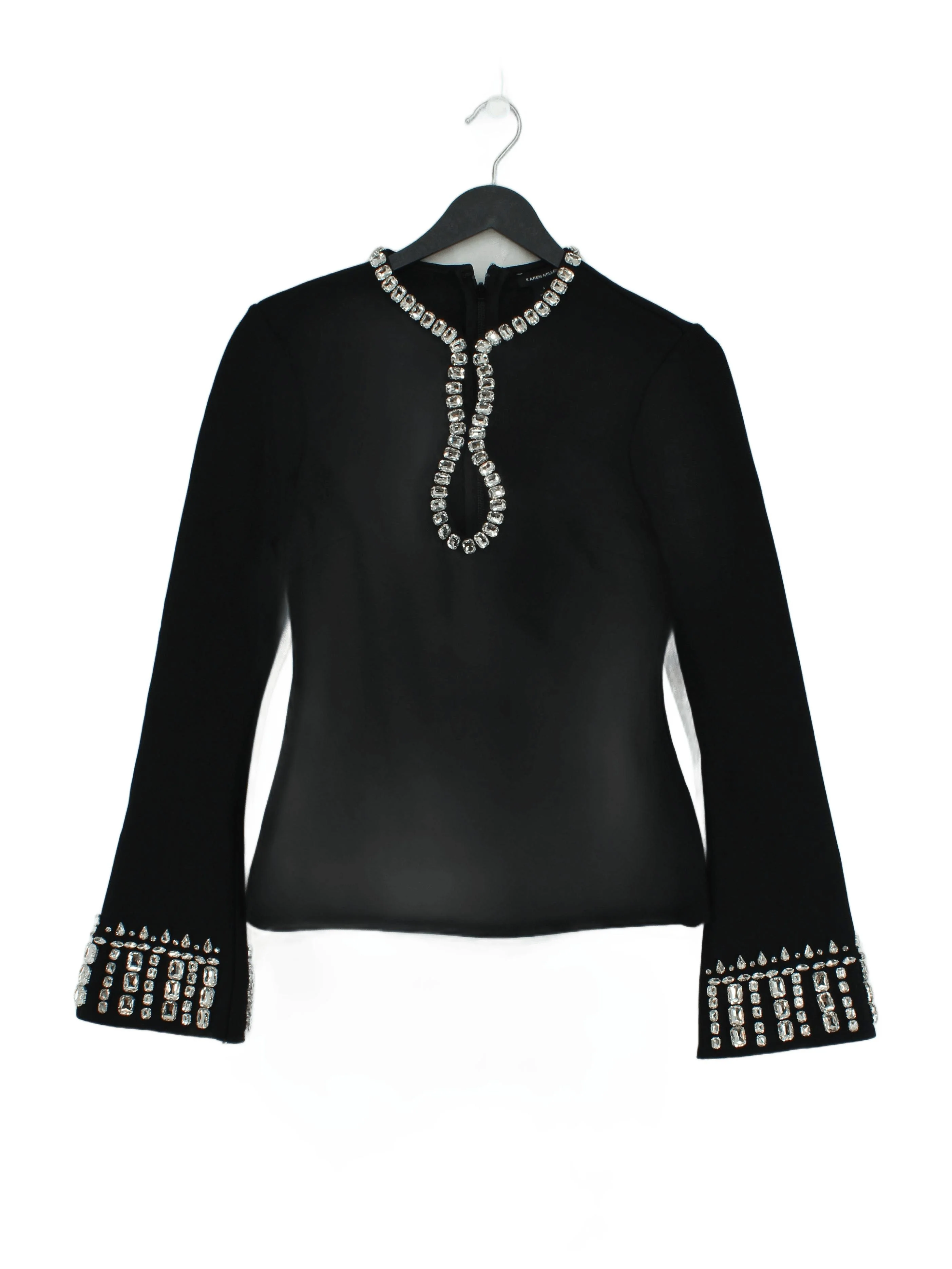 Karen Millen Women's Top S Black Polyester with Elastane Basic