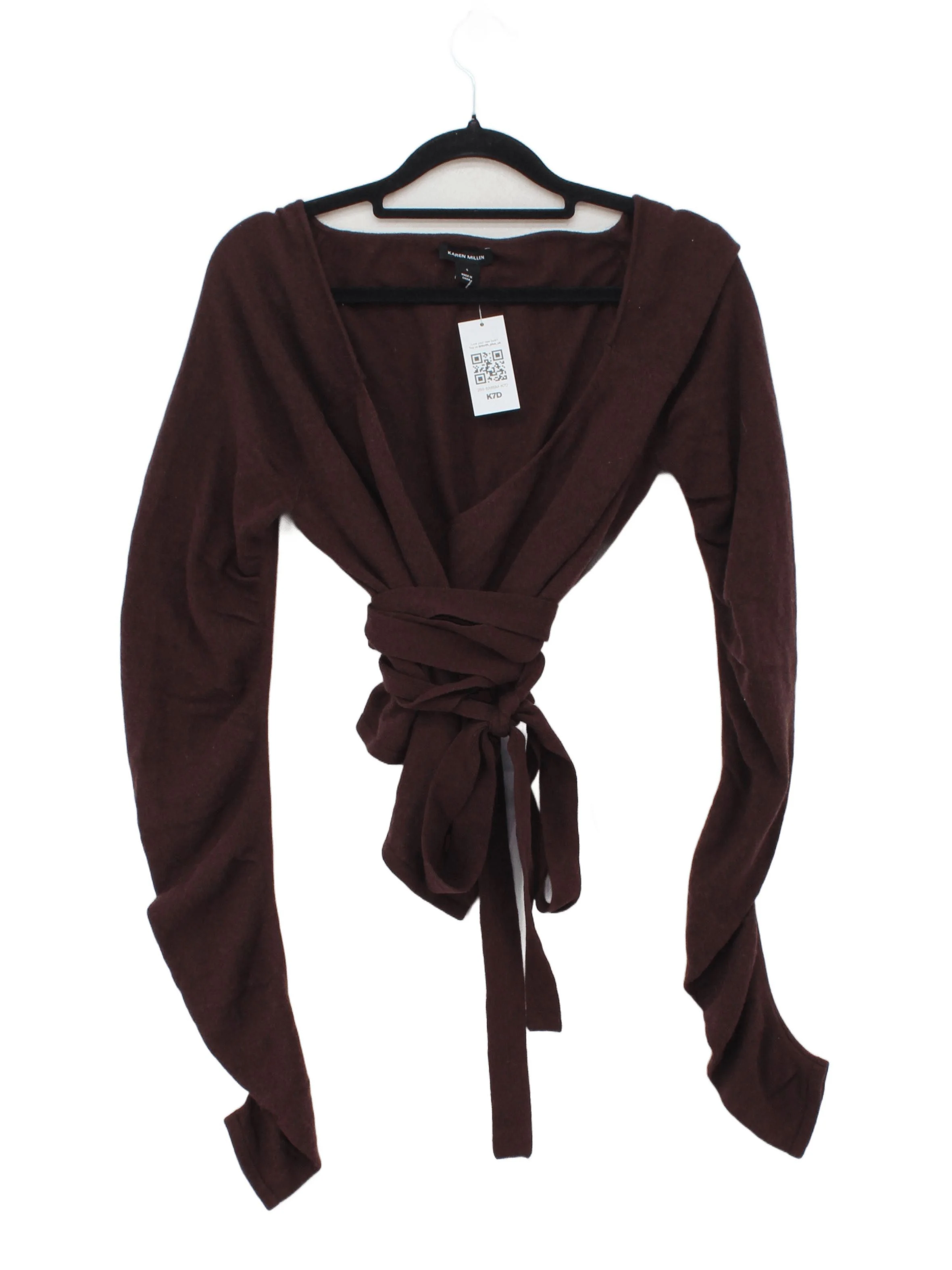 Karen Millen Women's Top S Brown Viscose with Polyamide, Wool, Other Basic