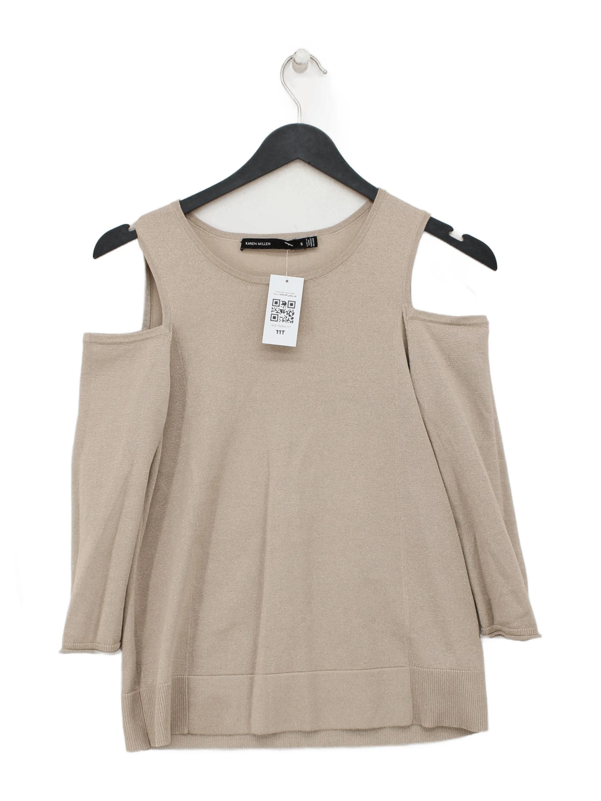 Karen Millen Women's Top S Cream Polyester with Viscose Basic
