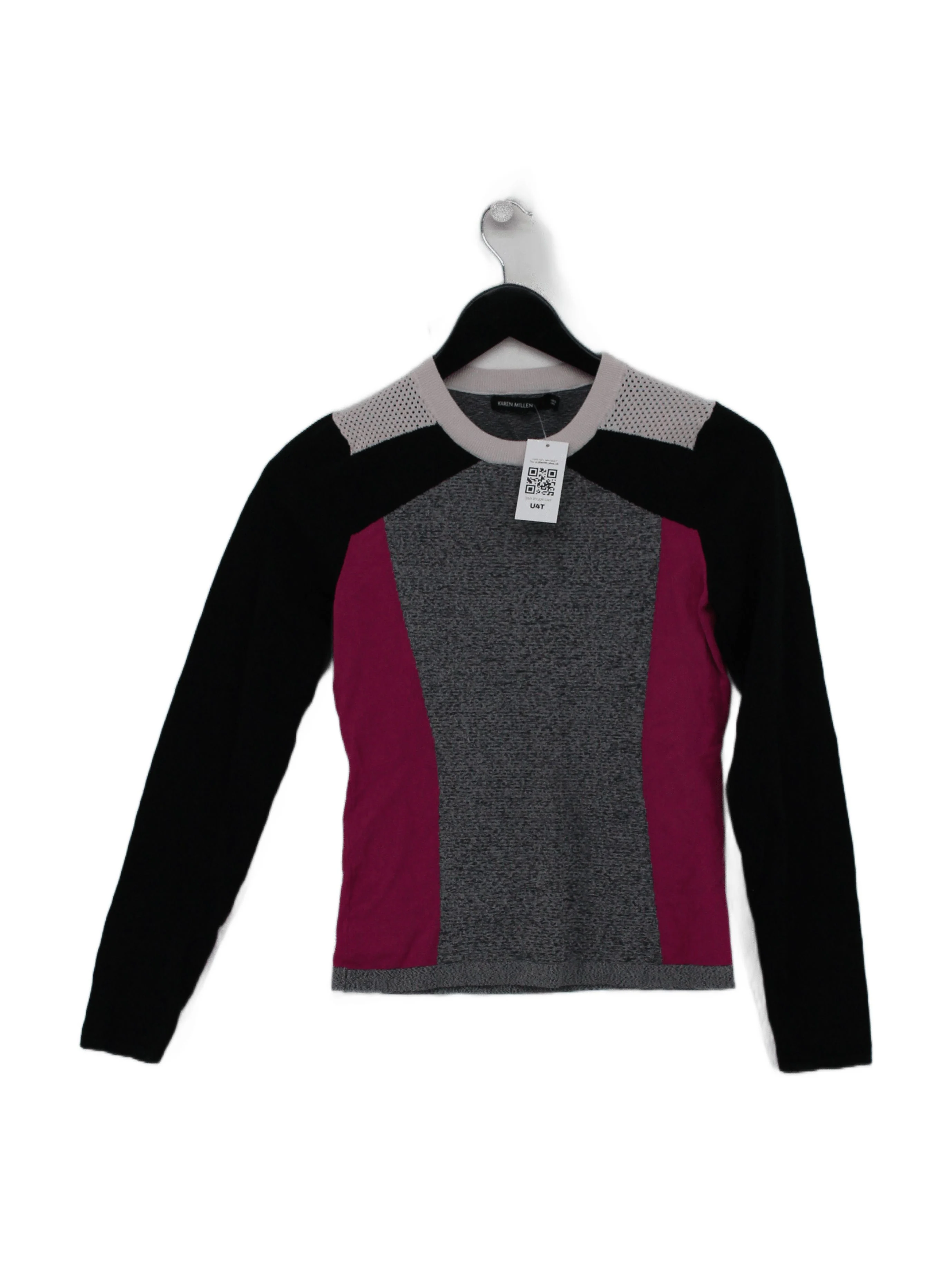 Karen Millen Women's Top S Multi 100% Other Long Sleeve Round Neck Basic