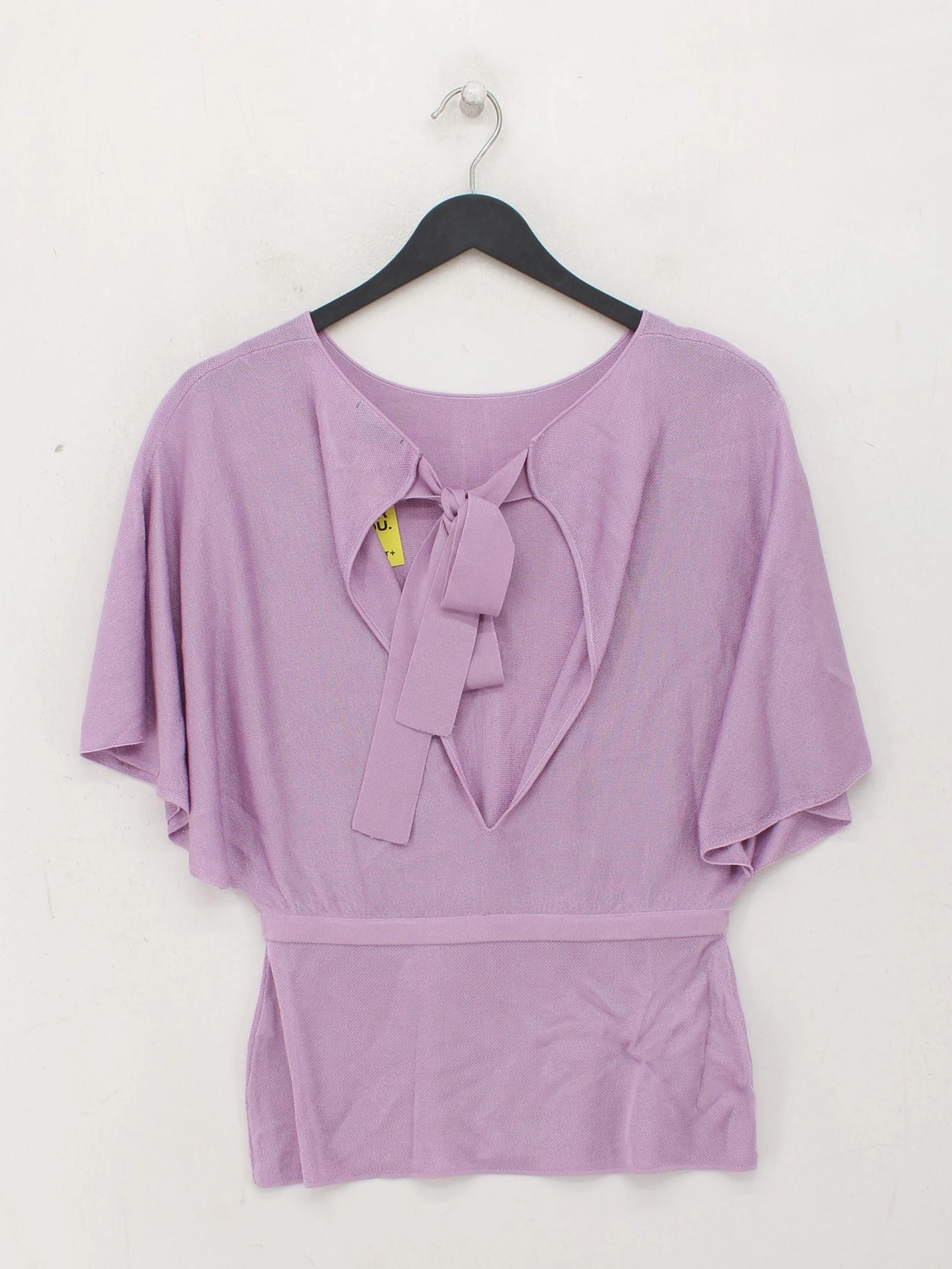 Karen Millen Women's Top S Purple 100% Viscose Short Sleeve V-Neck Basic - Image 2