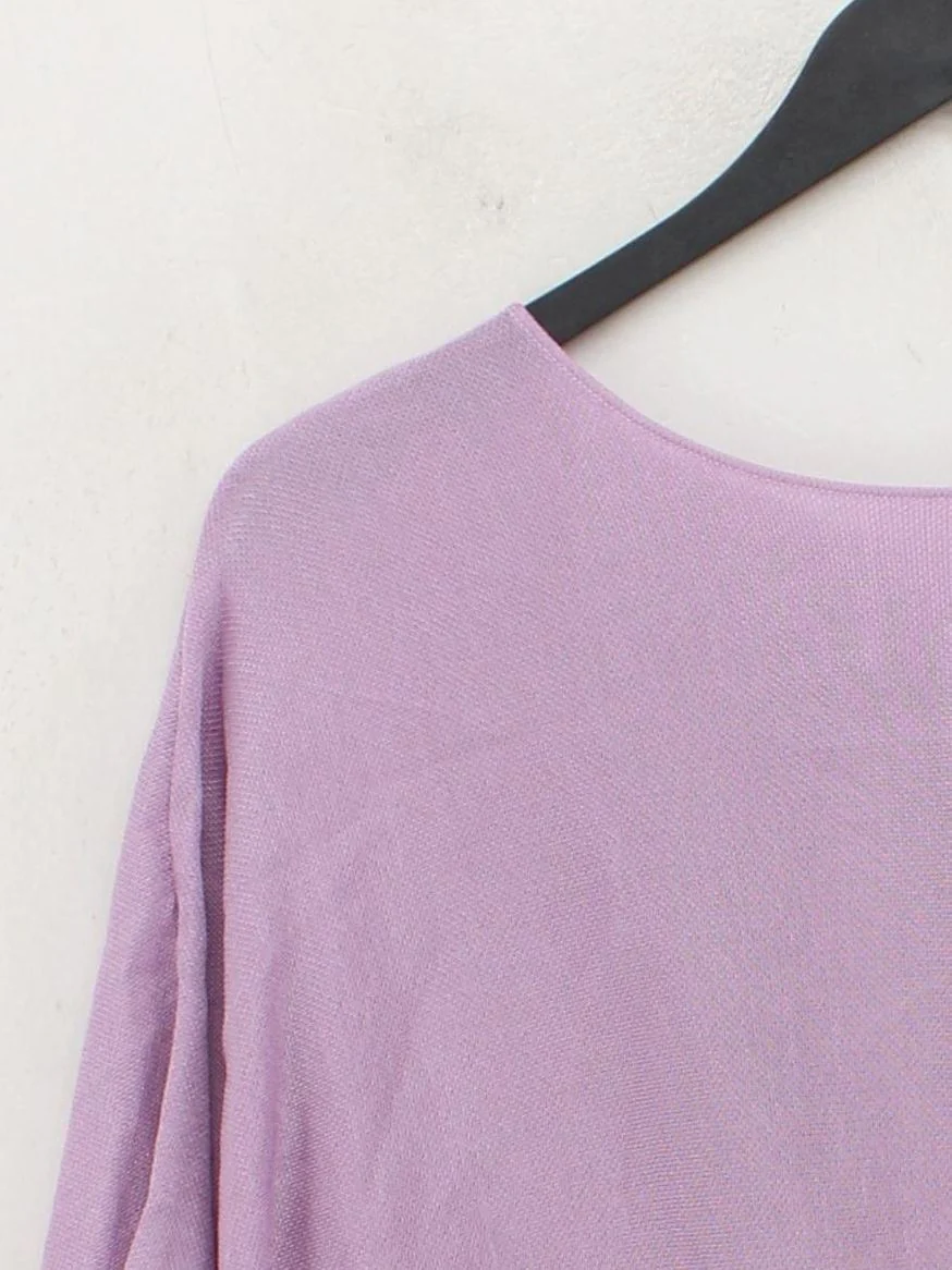 Karen Millen Women's Top S Purple 100% Viscose Short Sleeve V-Neck Basic - Image 4