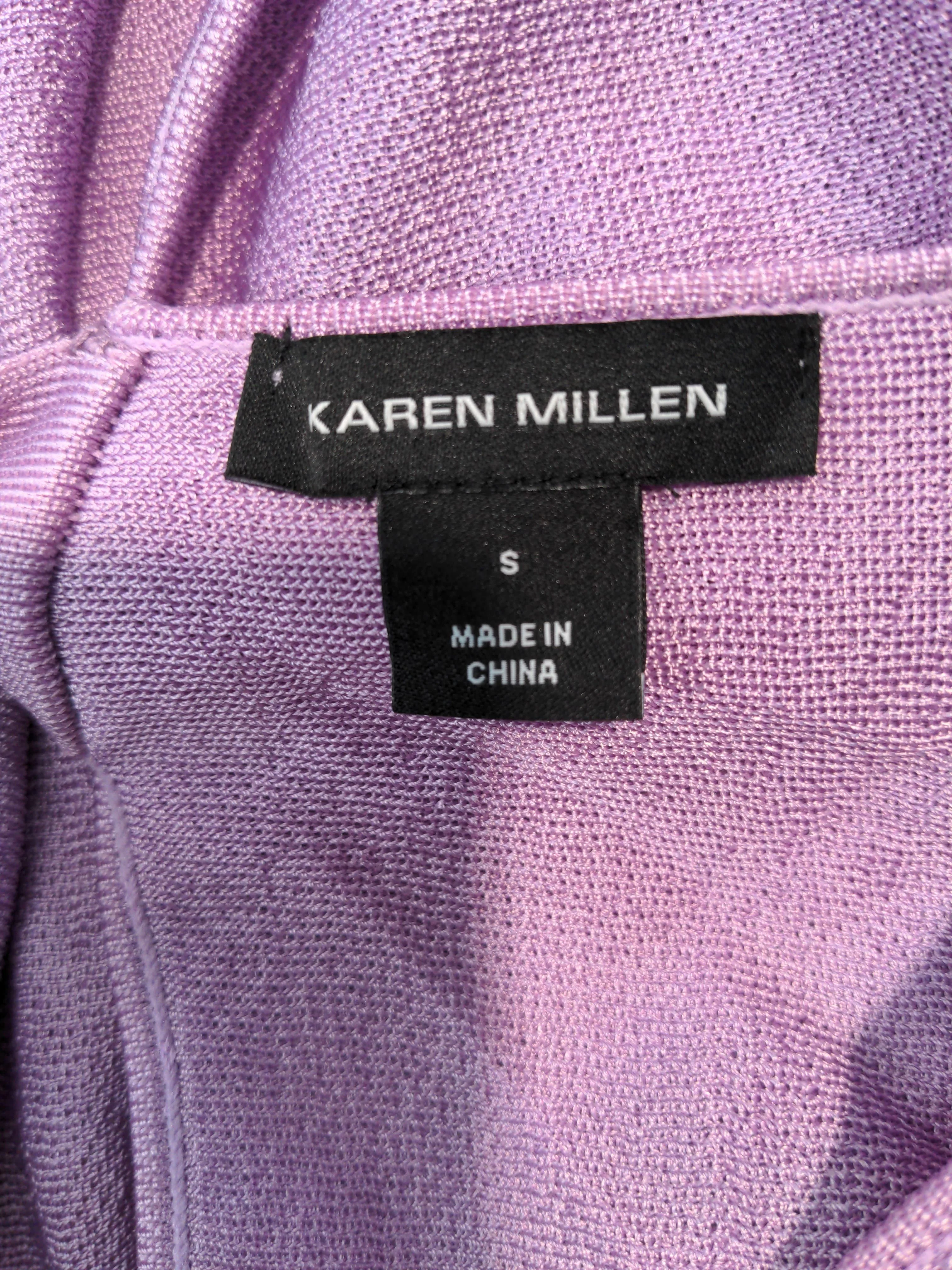 Karen Millen Women's Top S Purple 100% Viscose Short Sleeve V-Neck Basic - Image 5
