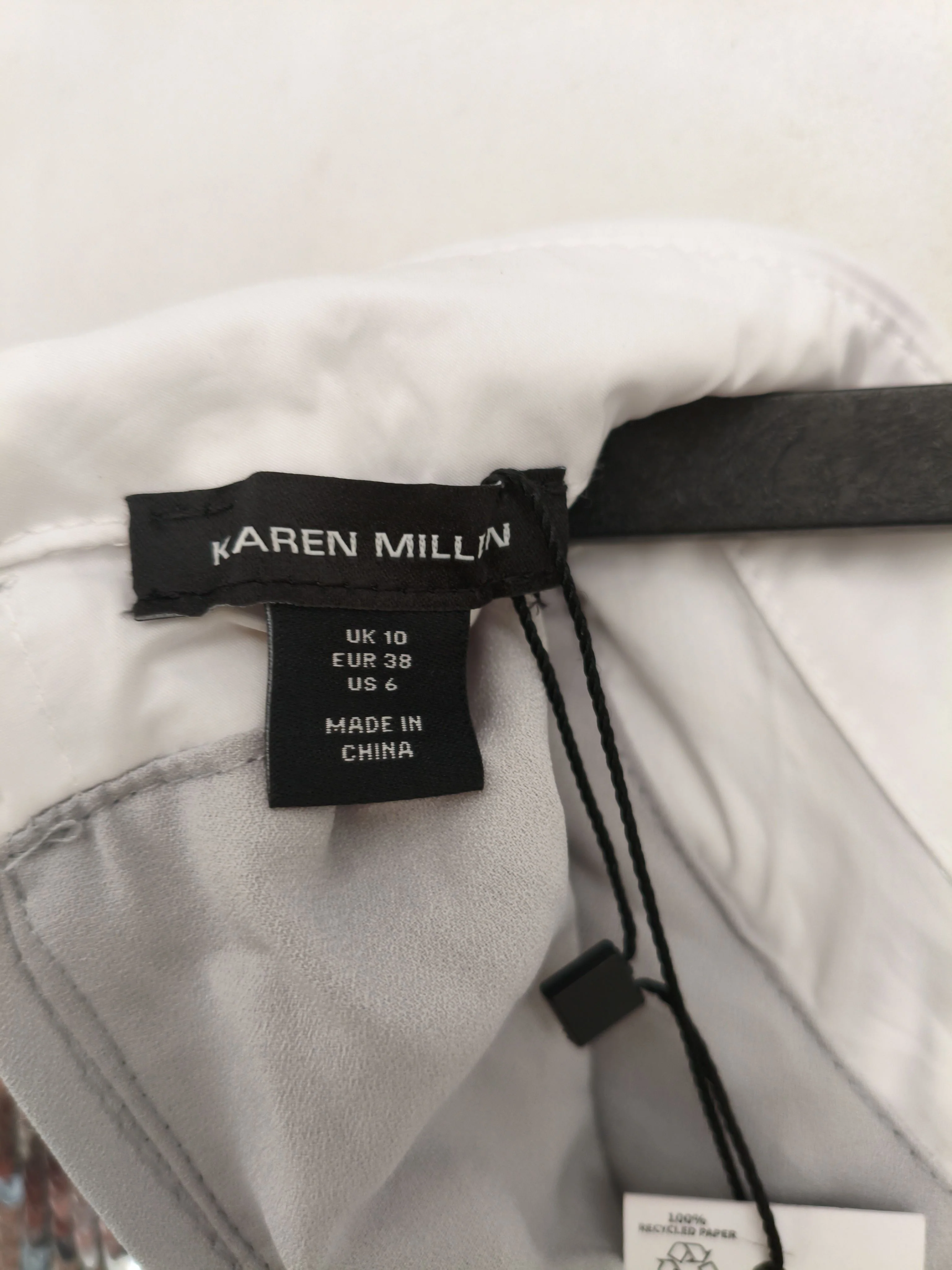 Karen Millen Women's Top S Silver 100% Polyester Long Sleeve Collared Basic - Image 7