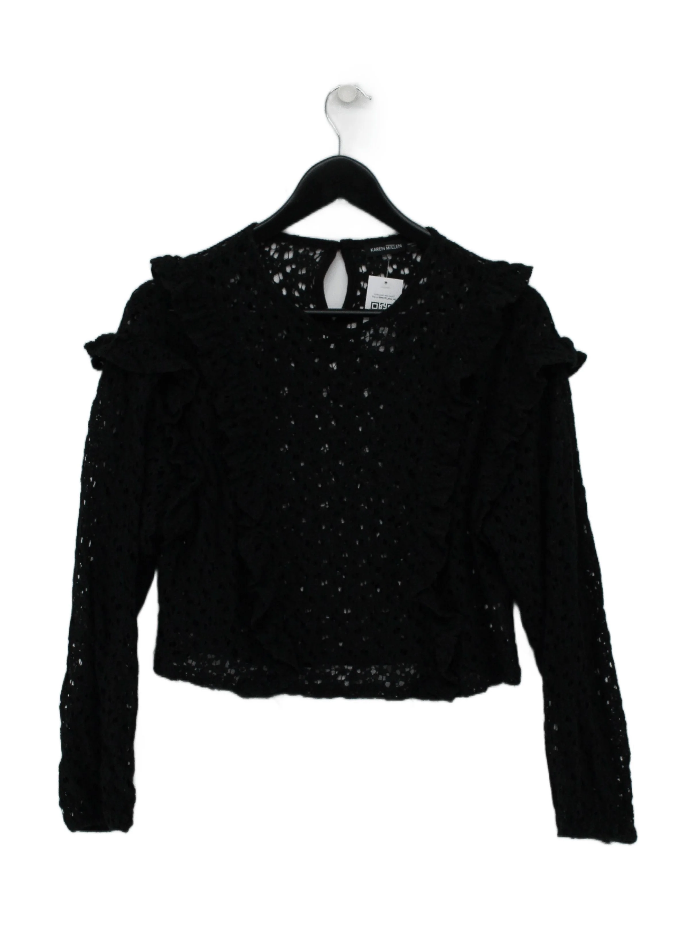 Karen Millen Women's Top UK 10 Black Cotton with Polyamide Basic