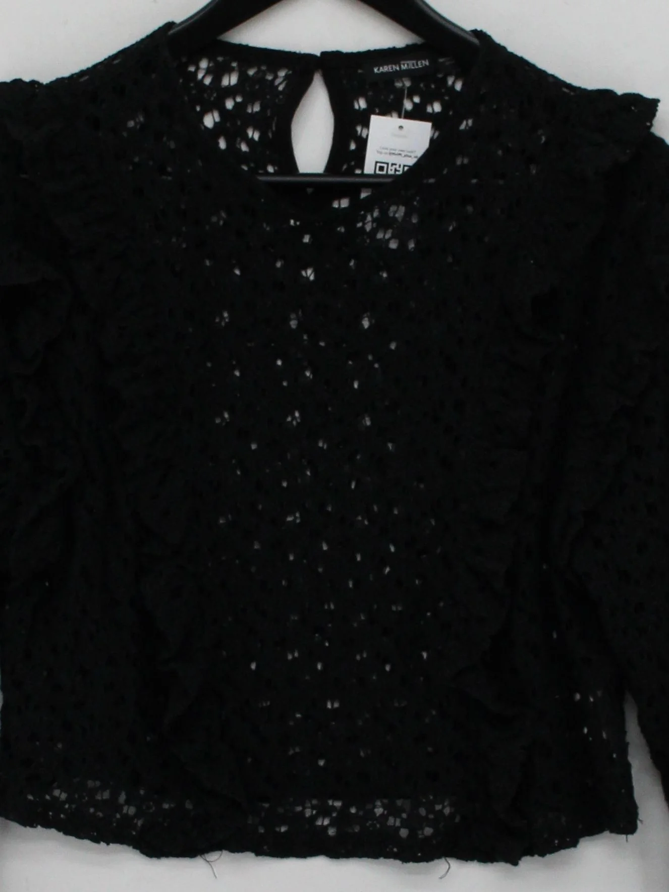 Karen Millen Women's Top UK 10 Black Cotton with Polyamide Basic - Image 3