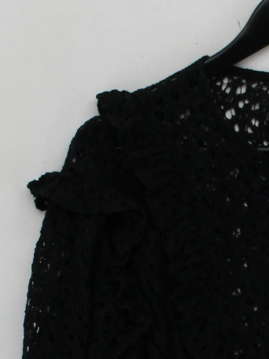 Karen Millen Women's Top UK 10 Black Cotton with Polyamide Basic - Image 4