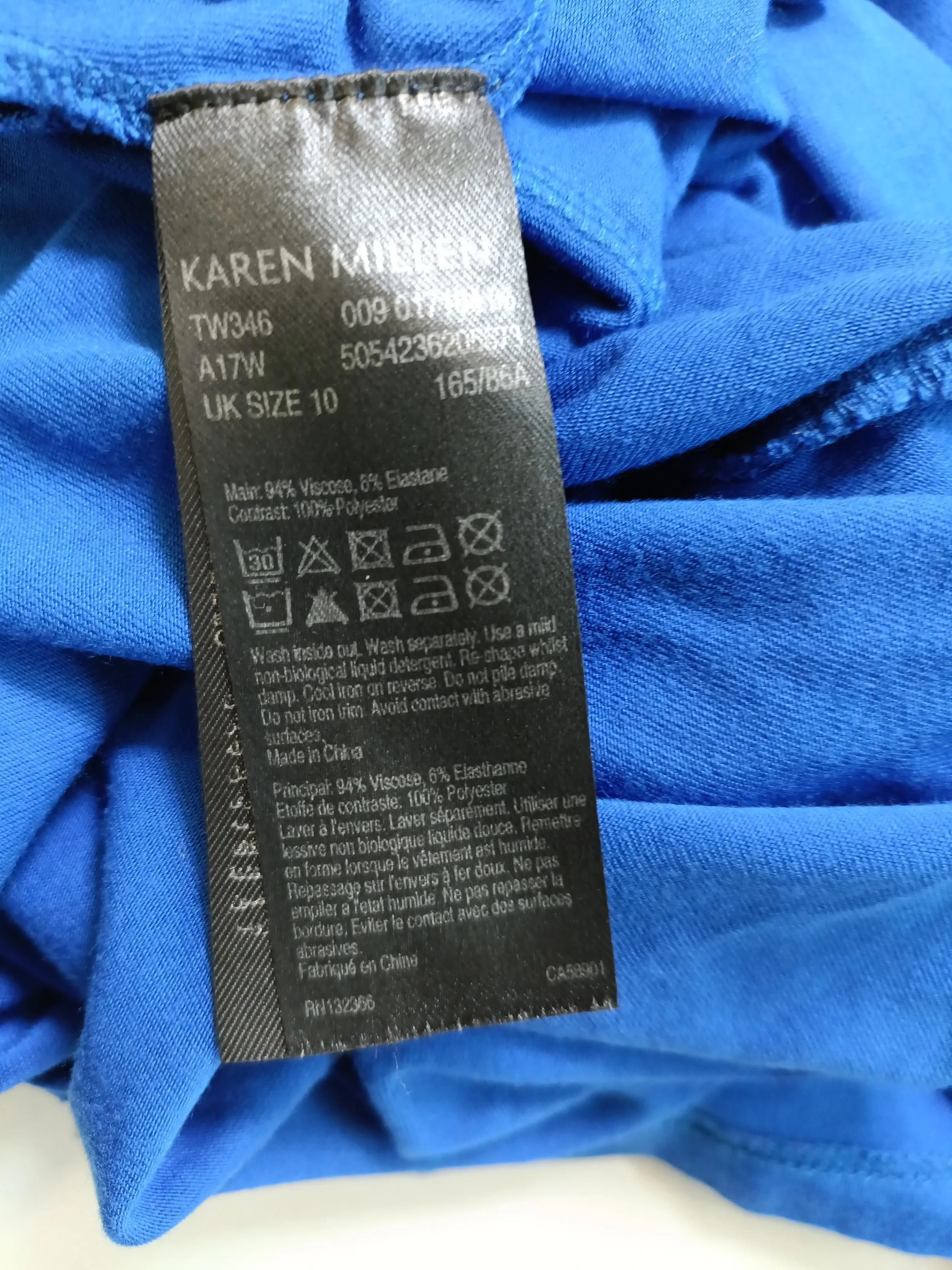 Karen Millen Women's Top UK 10 Blue Viscose with Elastane Basic - Image 8