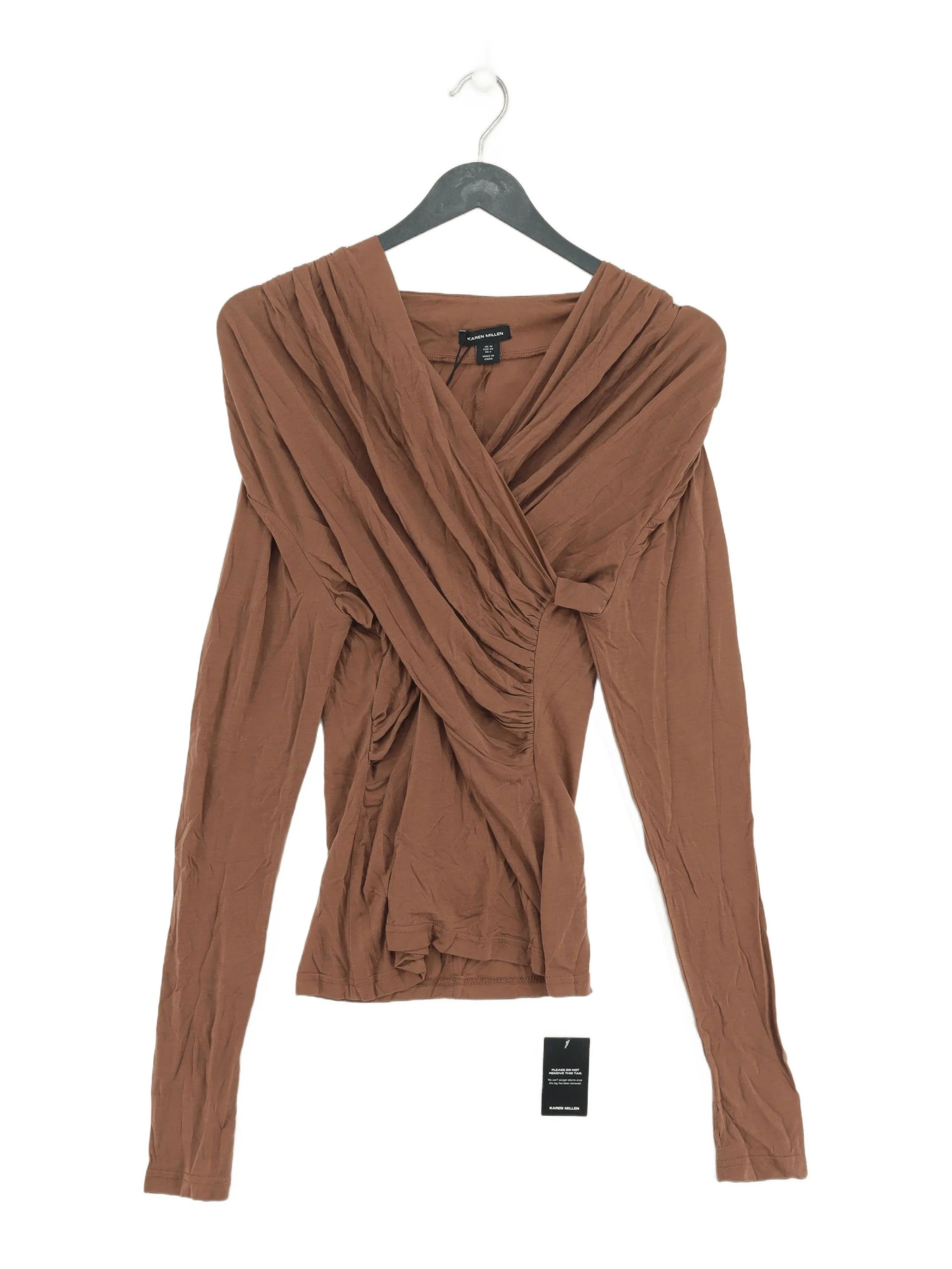 Karen Millen Women's Top UK 10 Brown 100% Lyocell Modal Basic New with tags