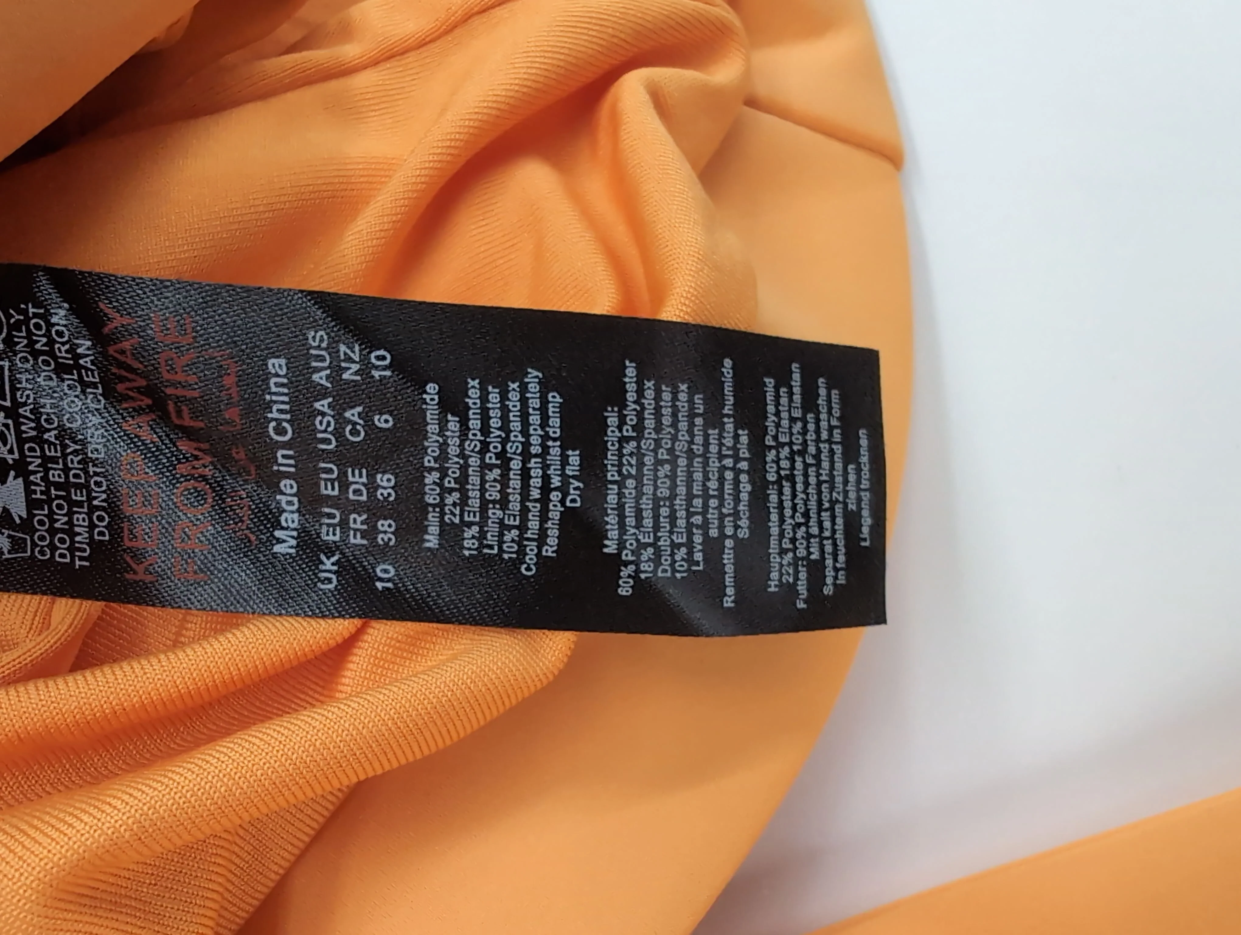 Karen Millen Women's Top UK 10 Orange Polyamide with Polyester, Elastane Basic - Image 8