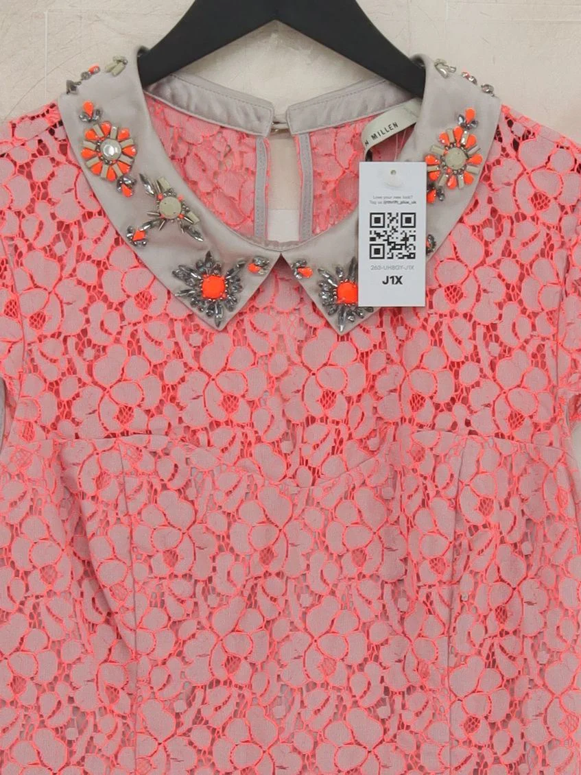 Karen Millen Women's Top UK 10 Pink Cotton with Polyamide Basic - Image 3