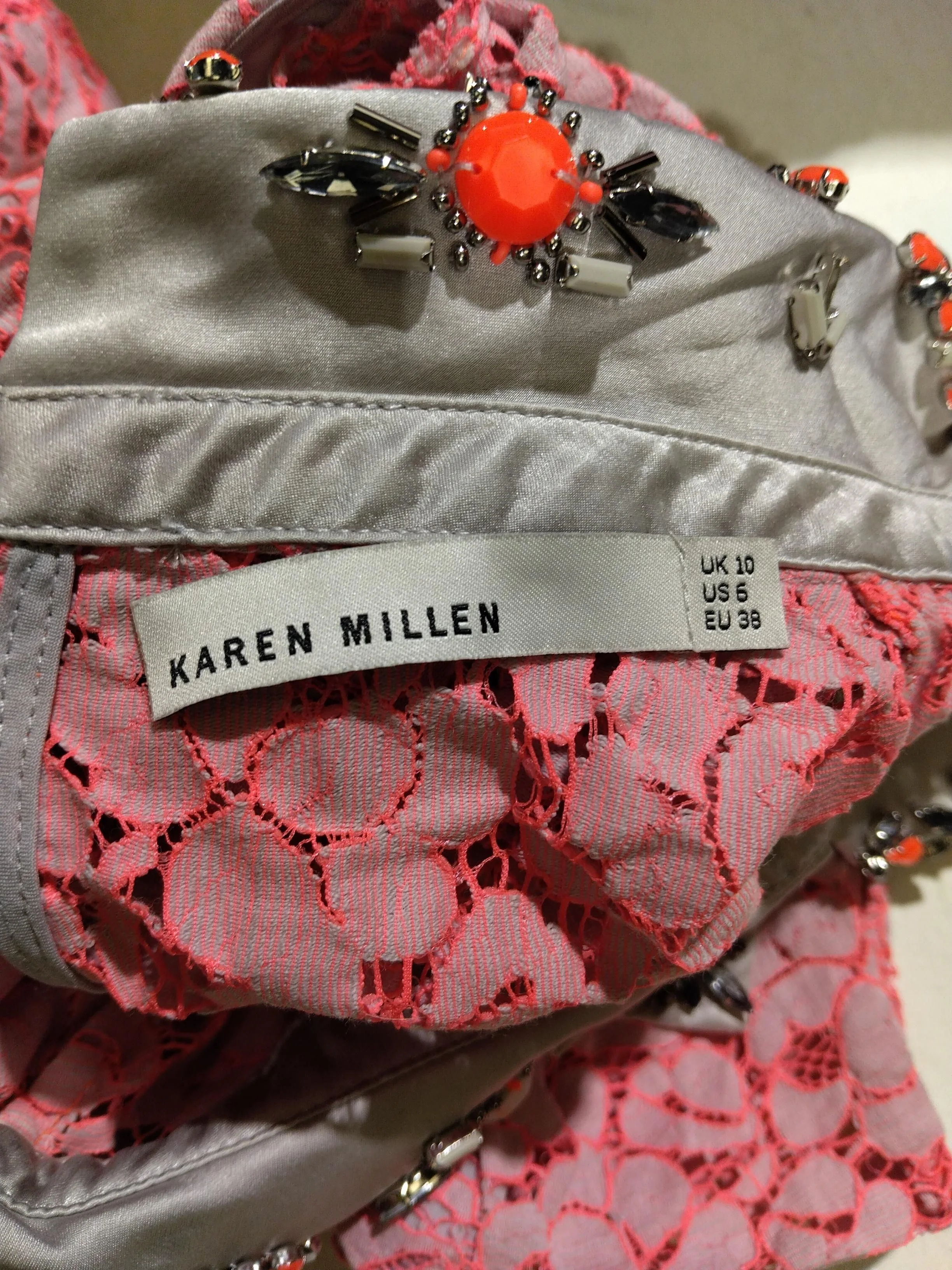 Karen Millen Women's Top UK 10 Pink Cotton with Polyamide Basic - Image 5