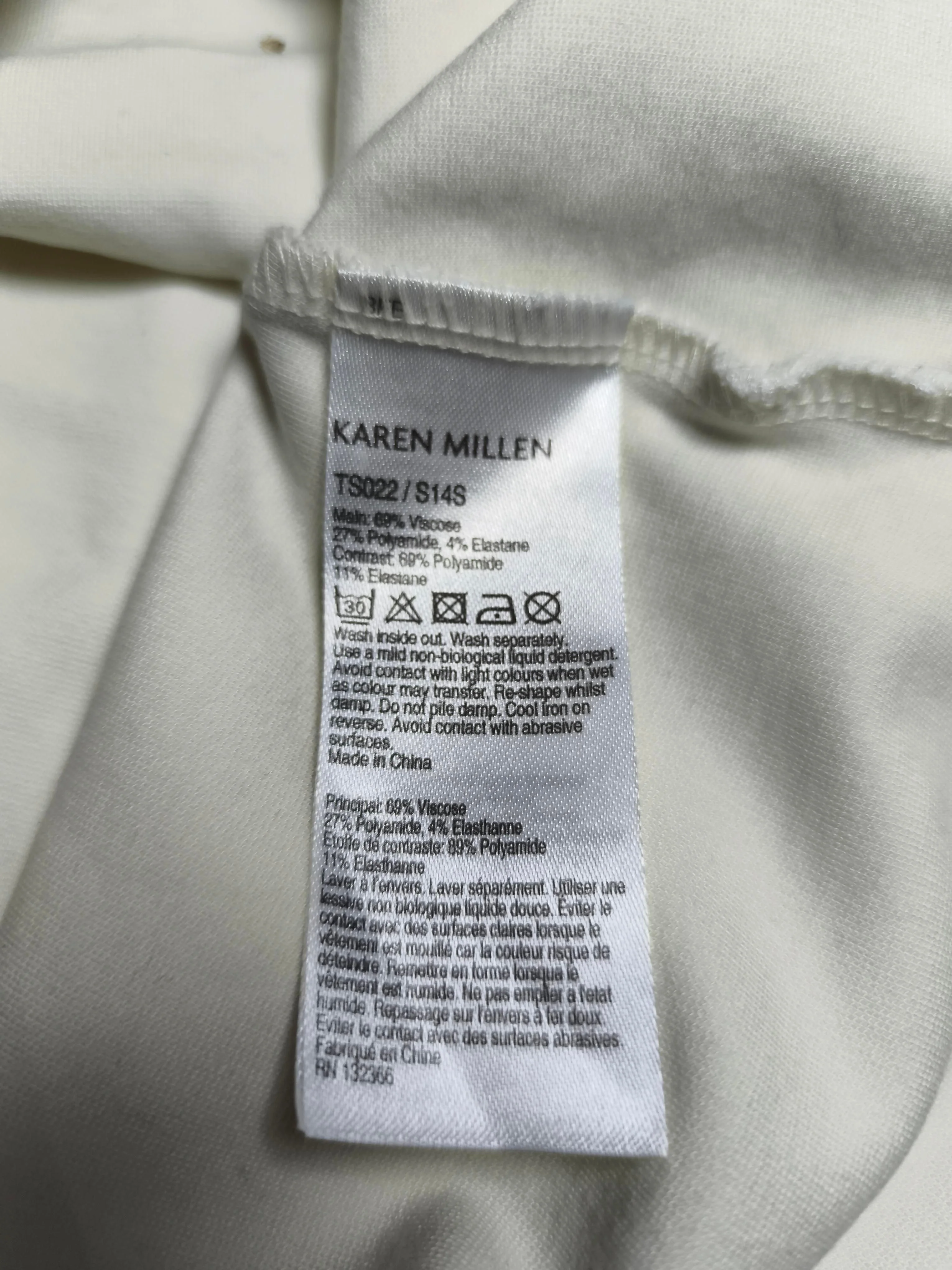 Karen Millen Women's Top UK 12 Cream Viscose with Polyamide, Elastane Basic - Image 7