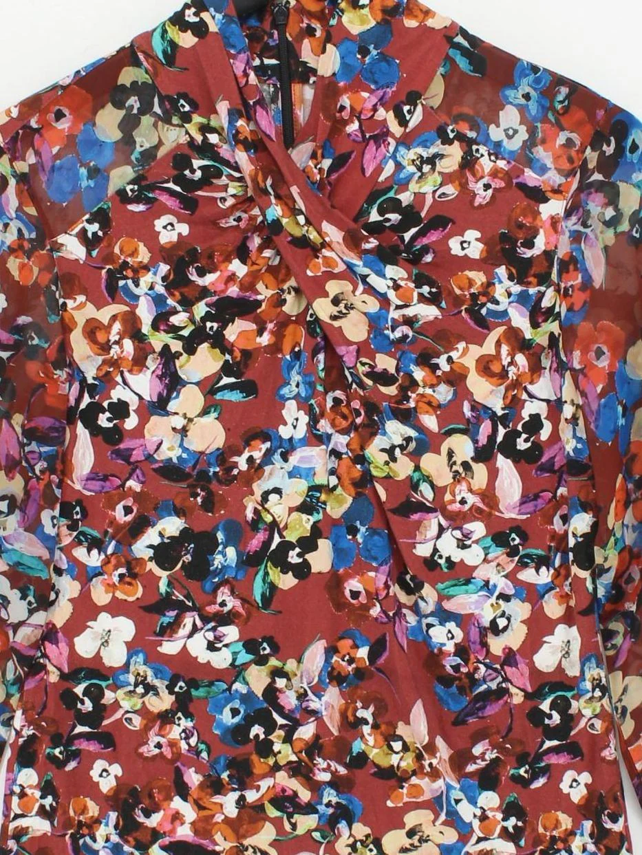 Karen Millen Women's Top UK 12 Multi Viscose with Elastane, Polyester Basic - Image 3