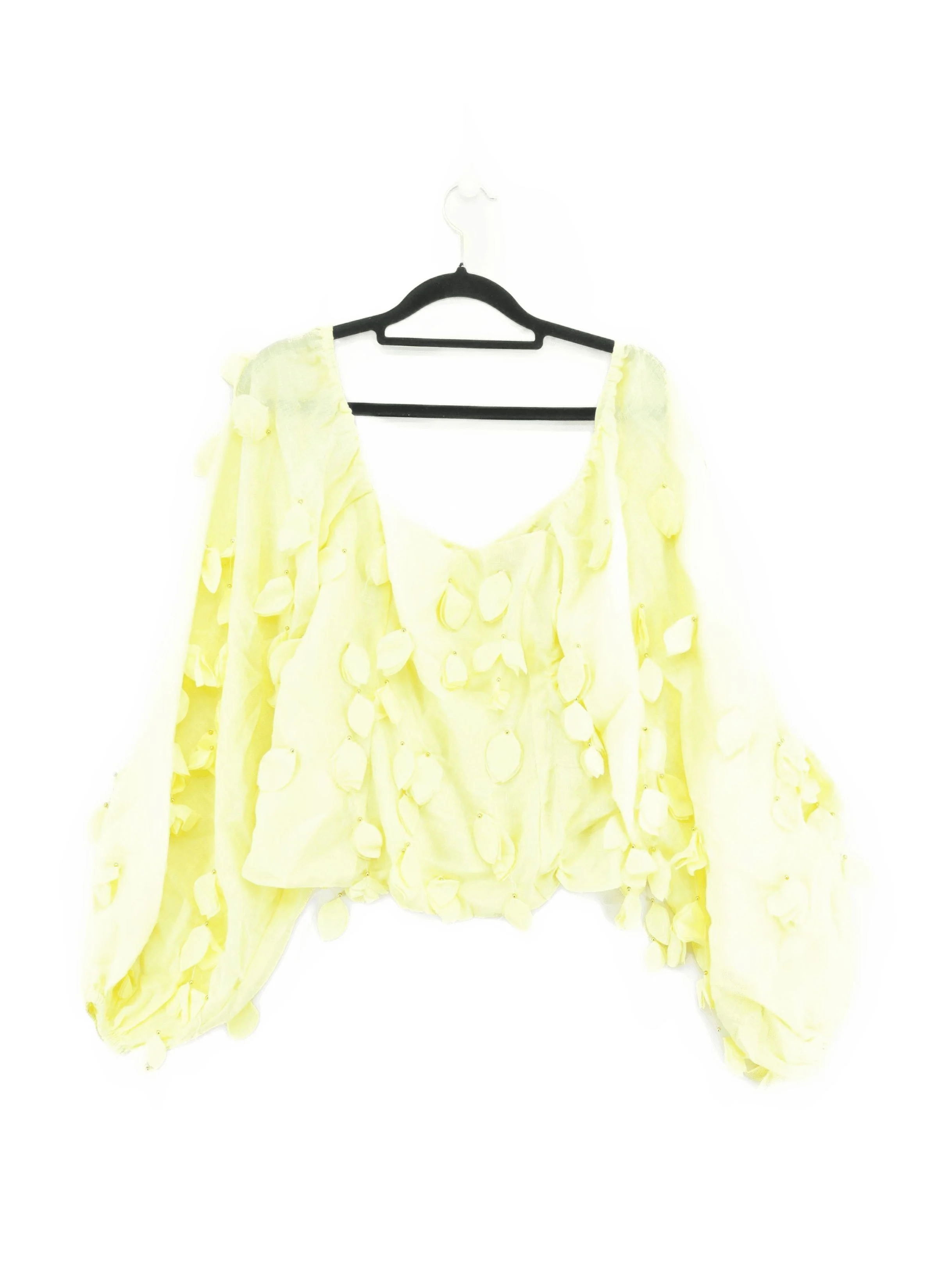 Karen Millen Women's Top UK 12 Yellow 100% Polyester Cropped New with tags
