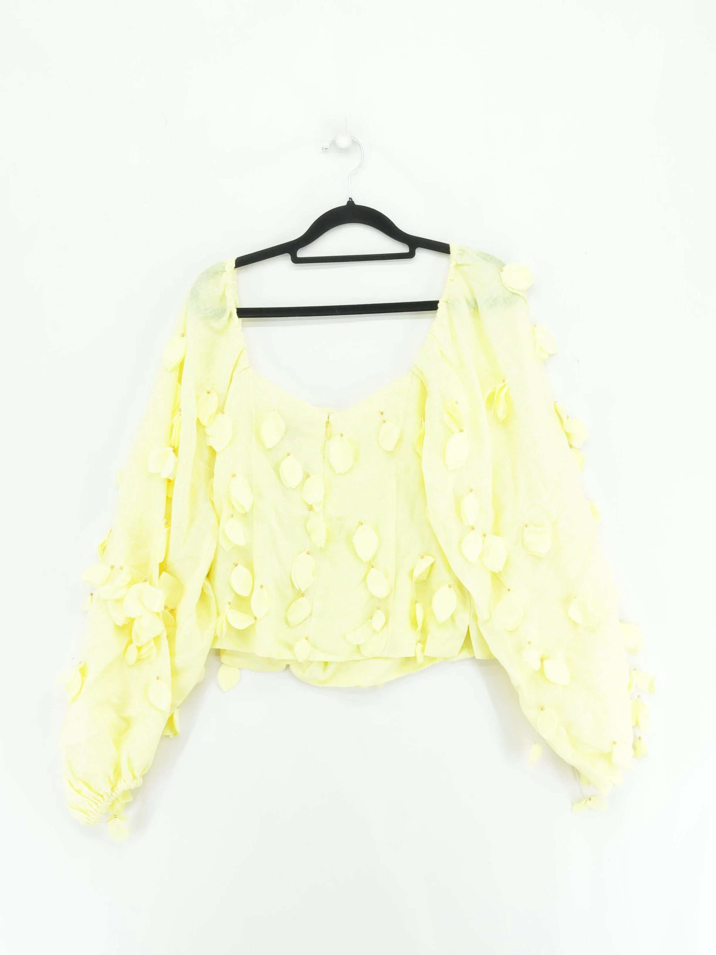 Karen Millen Women's Top UK 12 Yellow 100% Polyester Cropped New with tags - Image 2