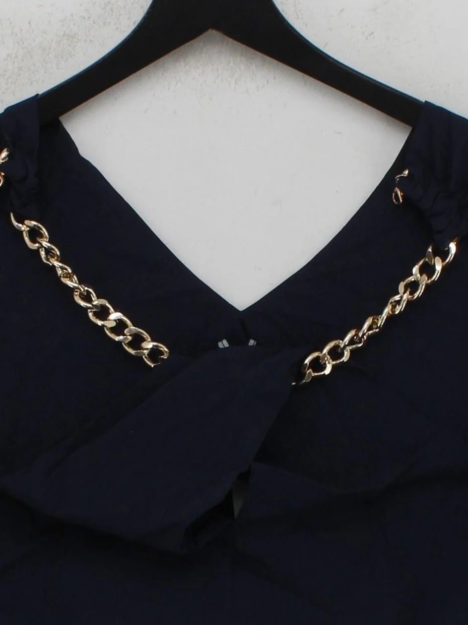 Karen Millen Women's Top UK 14 Blue Cotton with Polyester Basic - Image 3