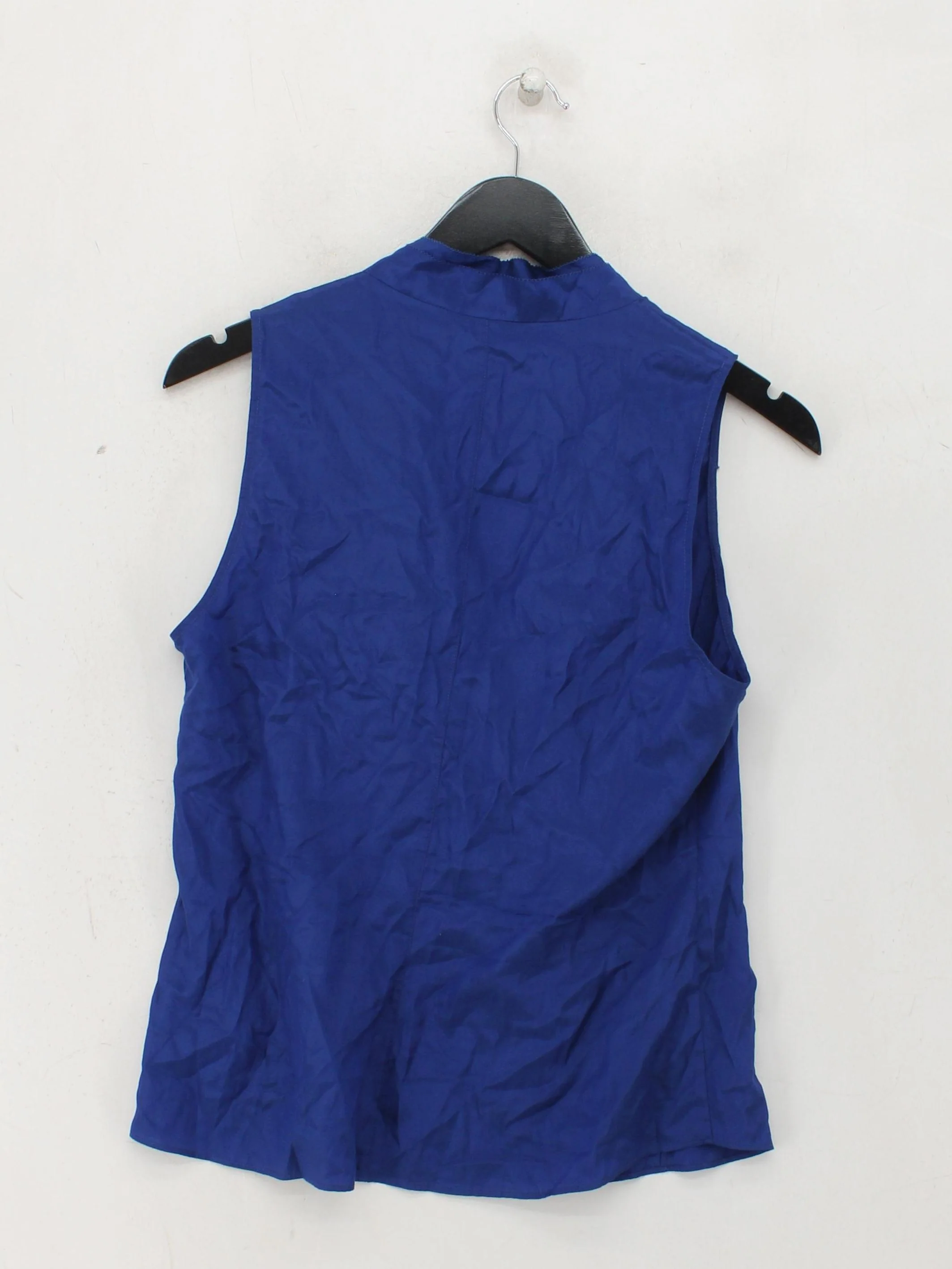 Karen Millen Women's Top UK 14 Blue Viscose with Cotton Basic - Image 2