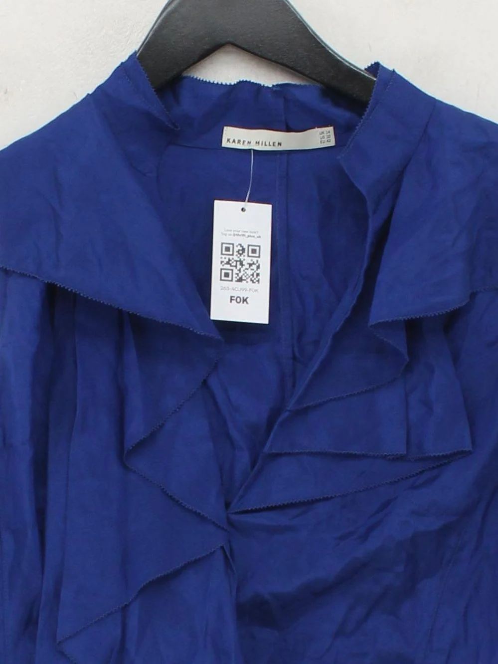 Karen Millen Women's Top UK 14 Blue Viscose with Cotton Basic - Image 3