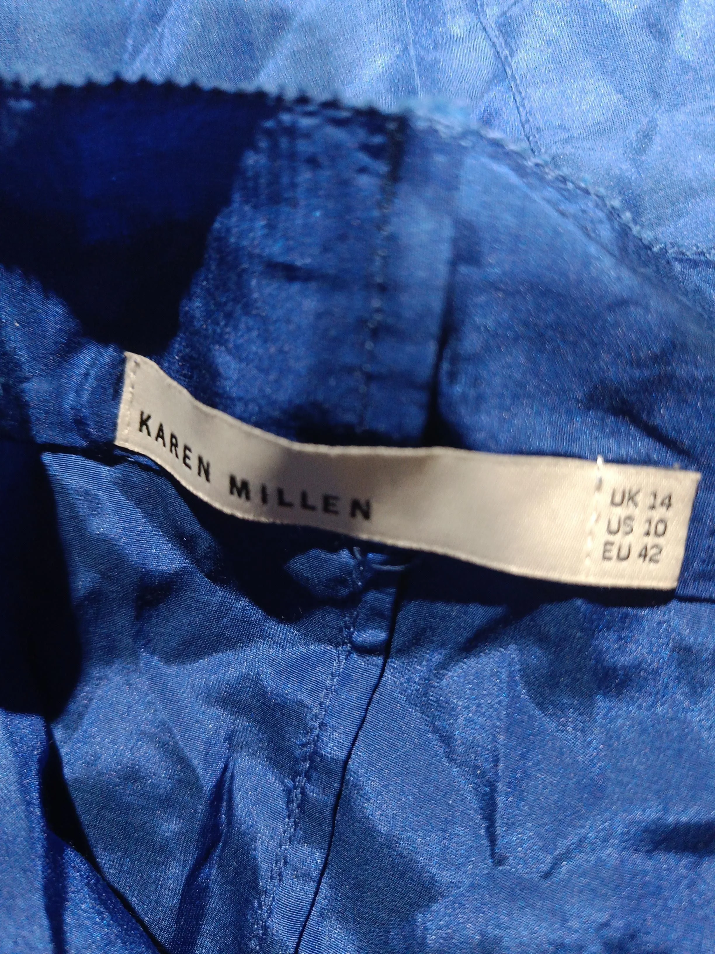 Karen Millen Women's Top UK 14 Blue Viscose with Cotton Basic - Image 5