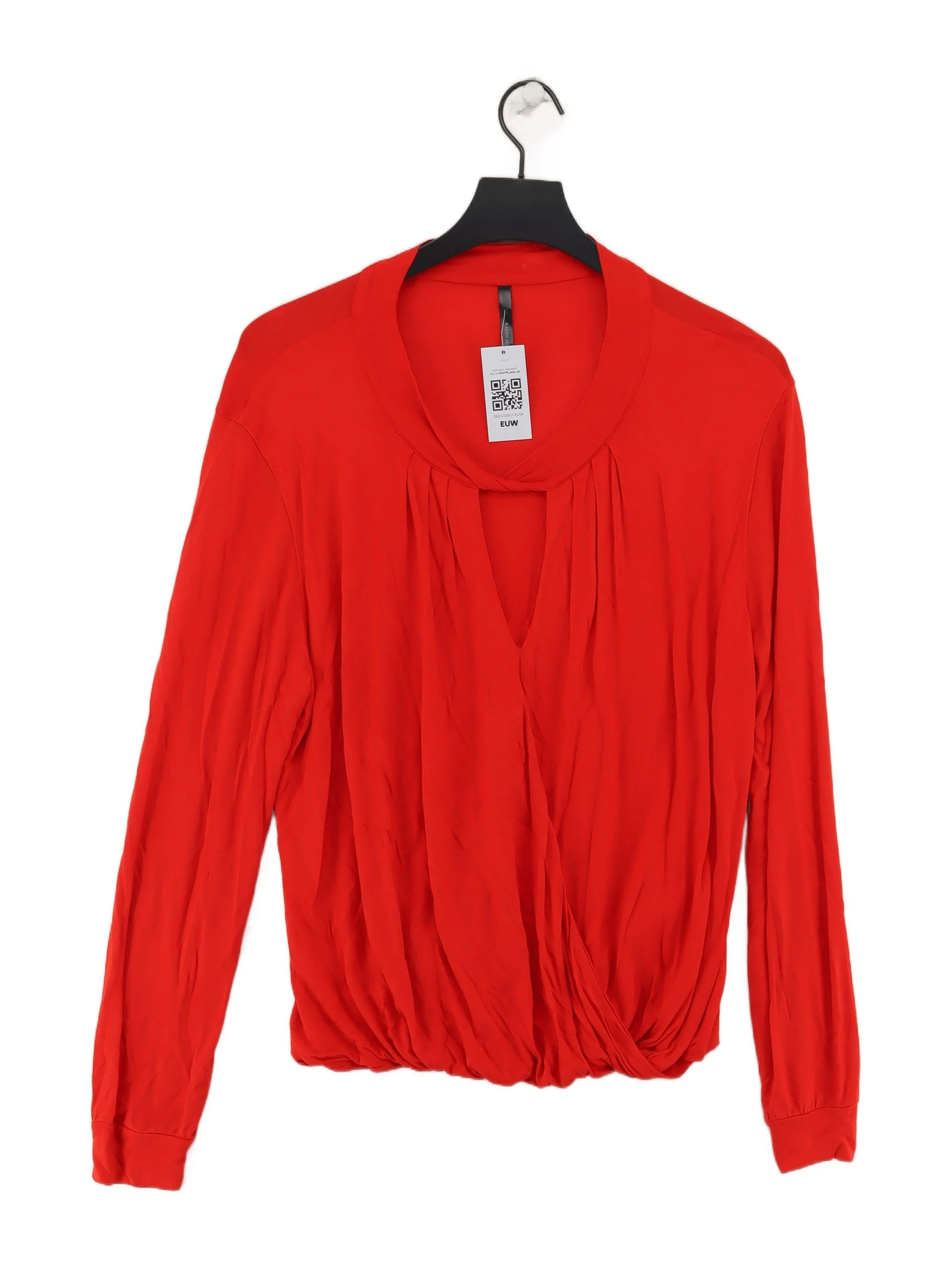 Karen Millen Women's Top UK 14 Orange 100% Viscose Long Sleeve V-Neck Basic