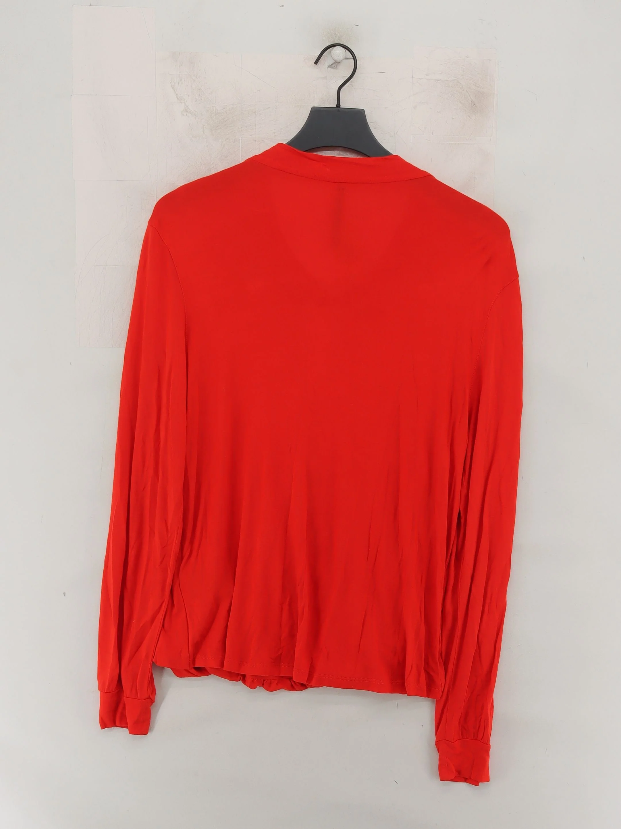 Karen Millen Women's Top UK 14 Orange 100% Viscose Long Sleeve V-Neck Basic - Image 2