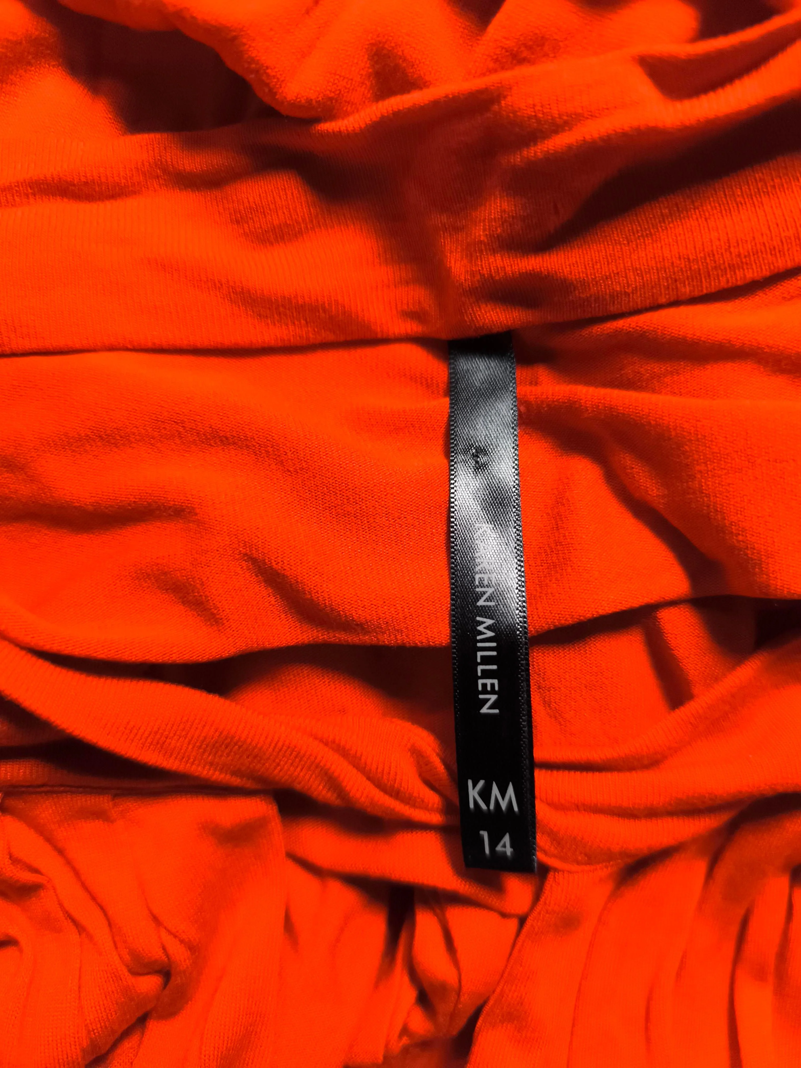 Karen Millen Women's Top UK 14 Orange 100% Viscose Long Sleeve V-Neck Basic - Image 5
