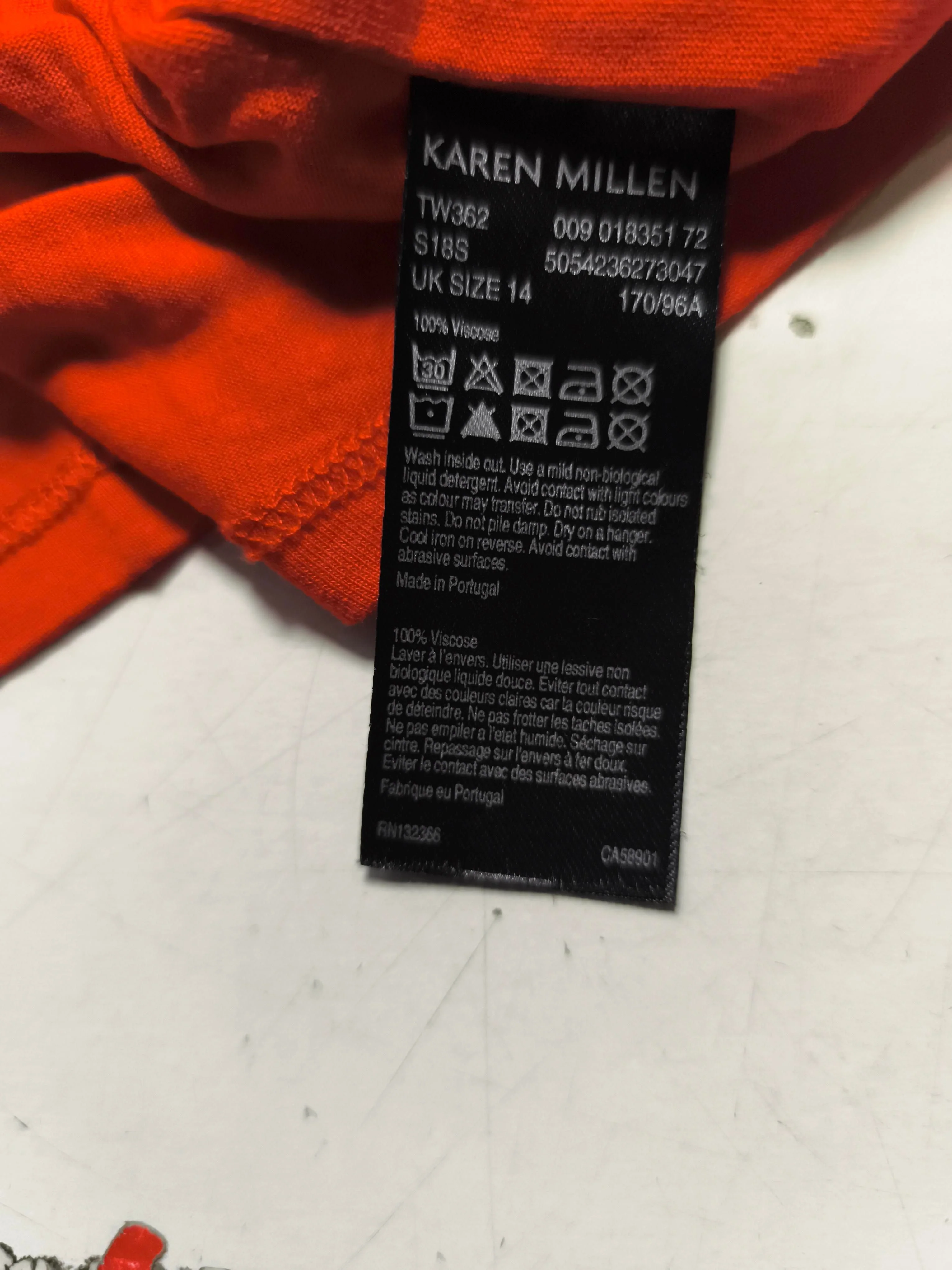 Karen Millen Women's Top UK 14 Orange 100% Viscose Long Sleeve V-Neck Basic - Image 6