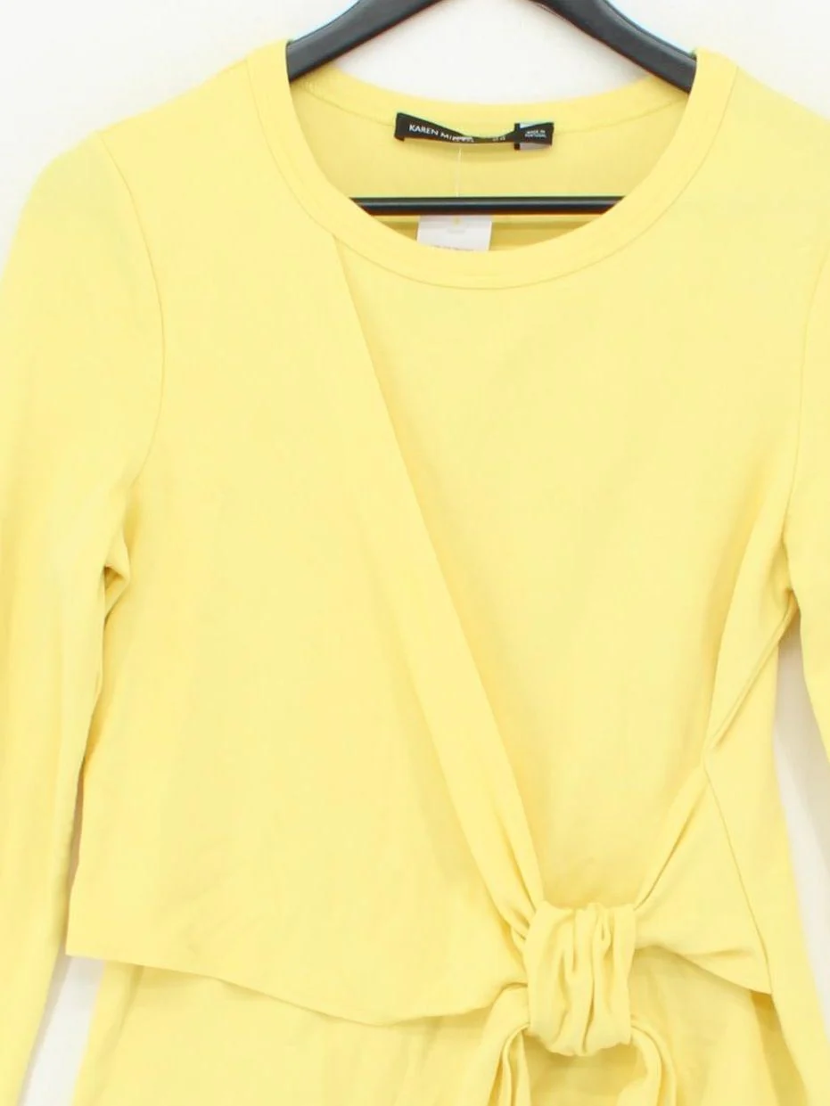 Karen Millen Women's Top UK 14 Yellow Viscose with Polyamide, Elastane Basic - Image 3