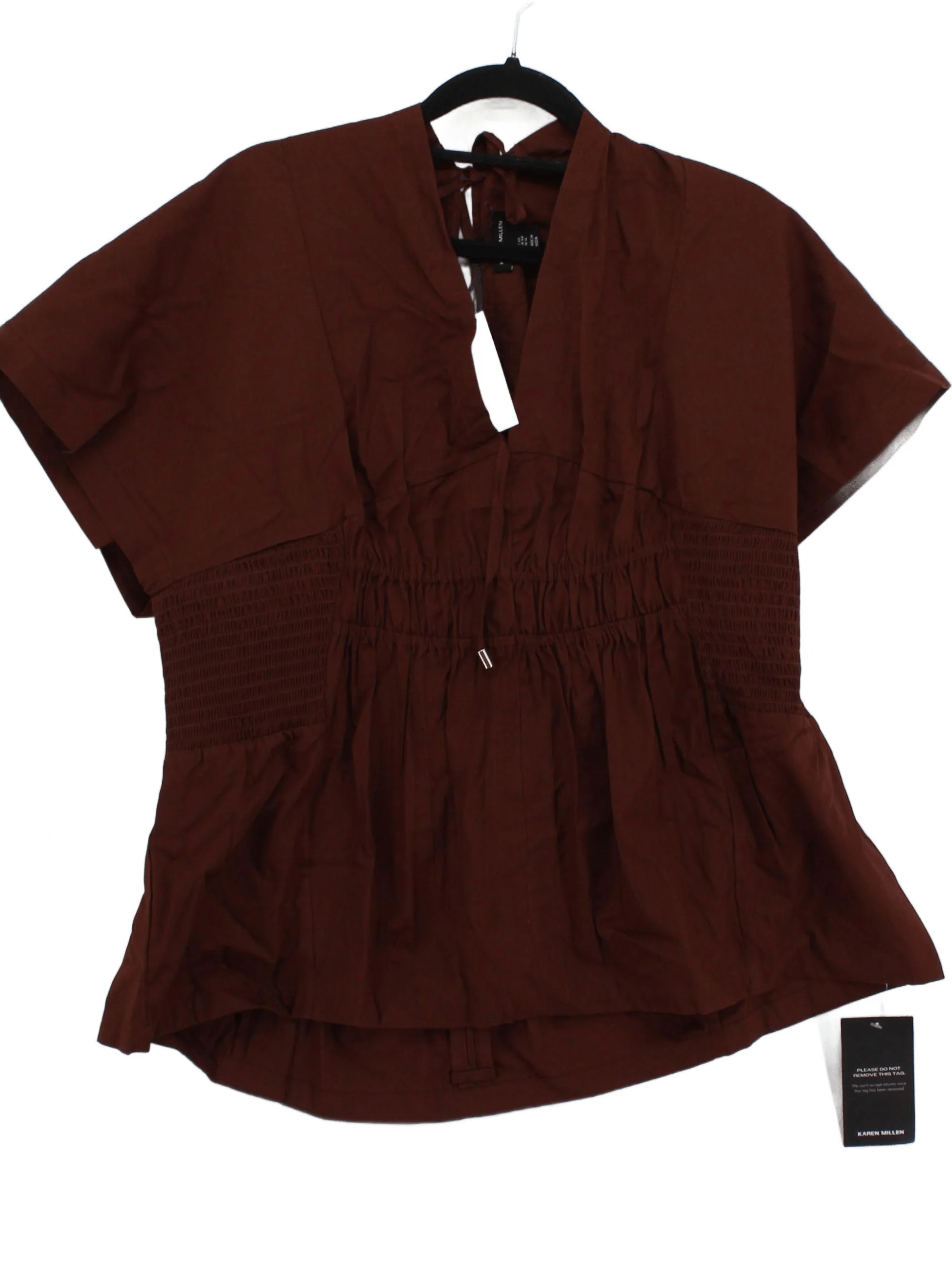 Karen Millen Women's Top UK 20 Brown 100% Cotton Basic New with tags