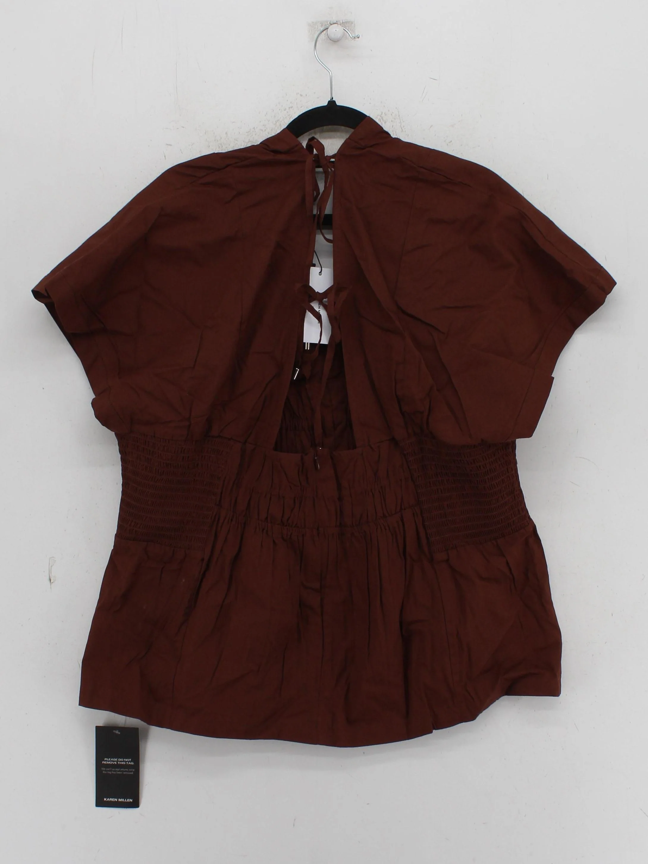 Karen Millen Women's Top UK 20 Brown 100% Cotton Basic New with tags - Image 2