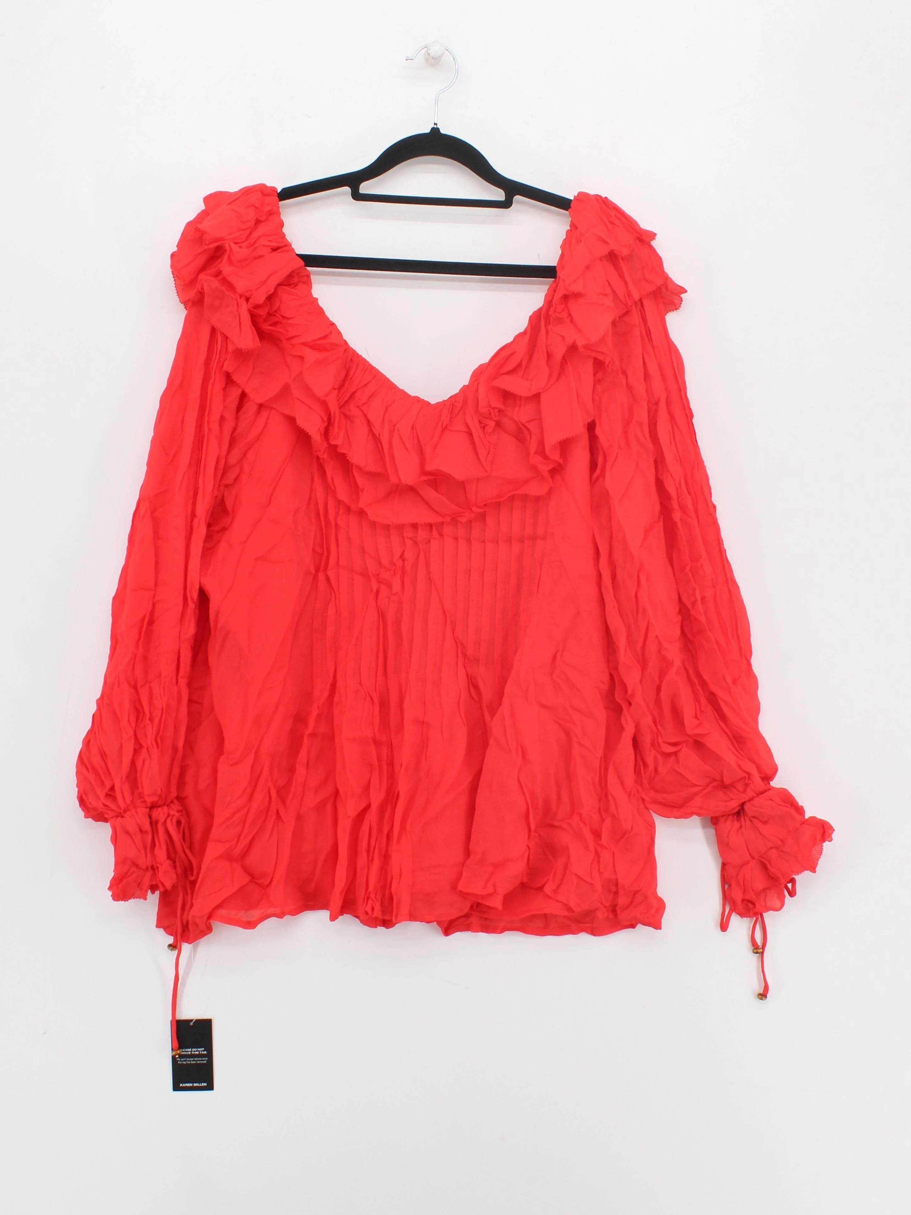 Karen Millen Women's Top UK 22 Red Viscose with Polyester Basic - Image 2