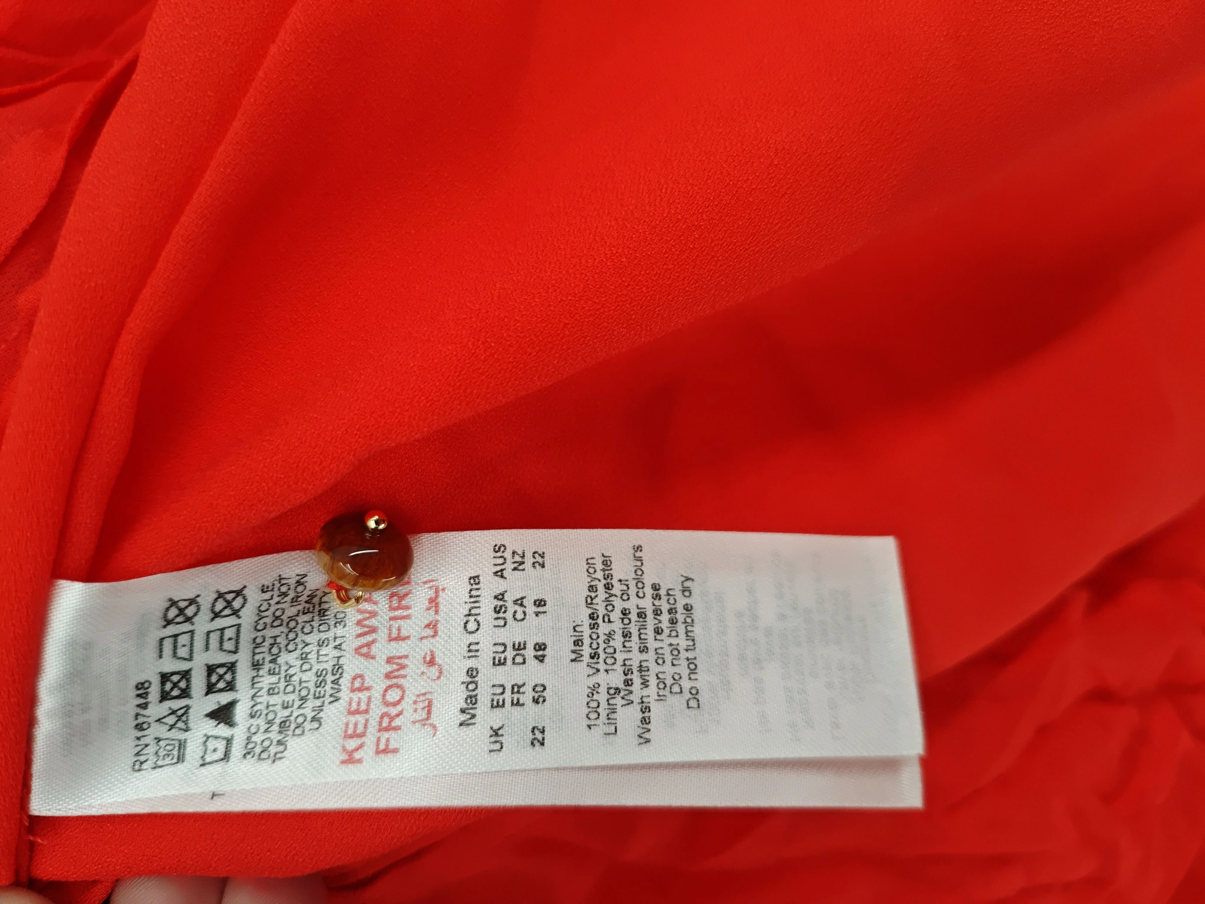 Karen Millen Women's Top UK 22 Red Viscose with Polyester Basic - Image 7